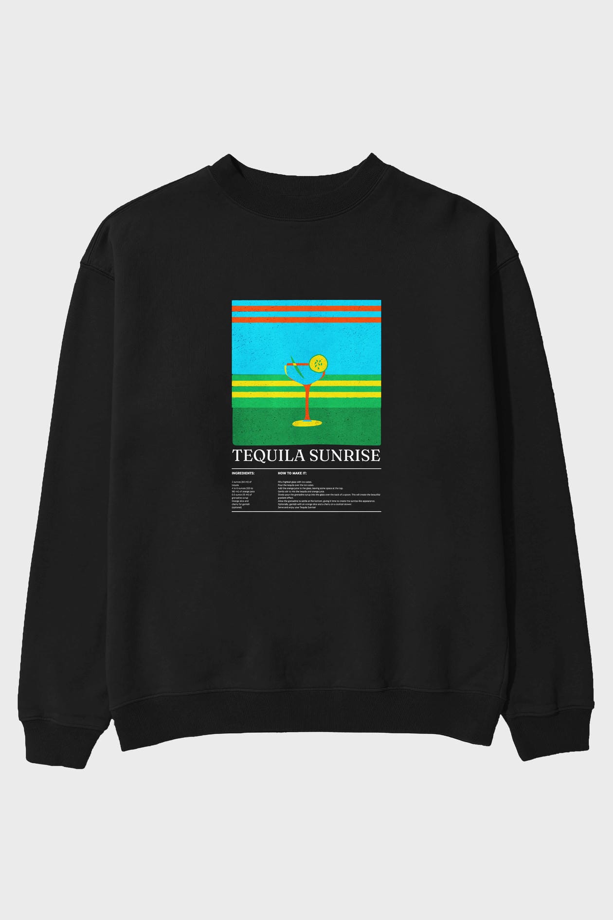 Tequila Sunrise ön Baskılı Oversize Sweatshirt Erkek Kadın Unisex