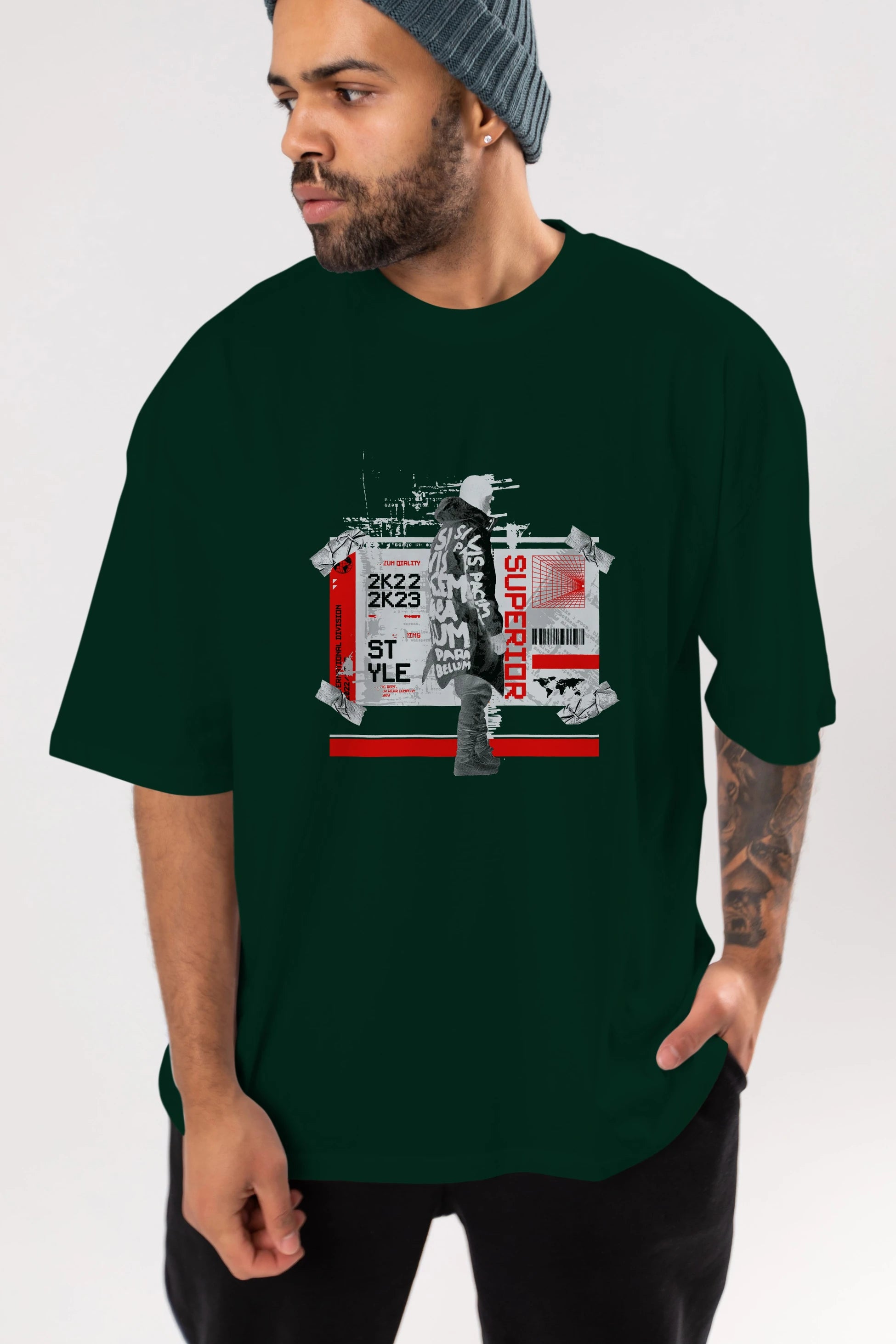 Superior Ön Baskılı Oversize t-shirt Erkek Kadın Unisex