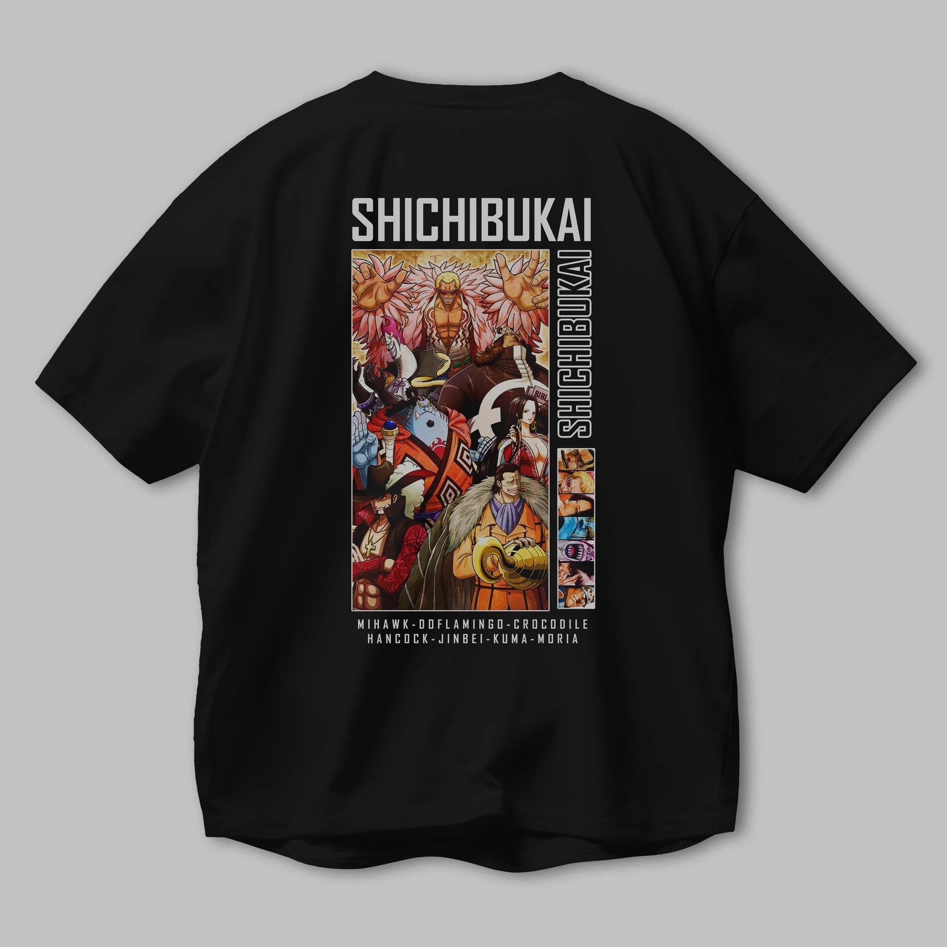 Shichibukai Anime Arka Baskılı Oversize t-shirt Erkek Kadın Unisex %100 pamuk tişort
