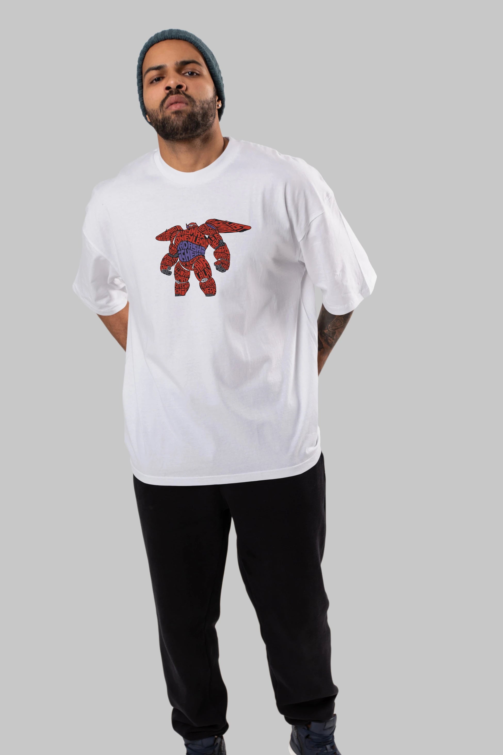 Baymax Ön Baskılı Oversize t-shirt %100 pamuk Erkek Kadın Unisex