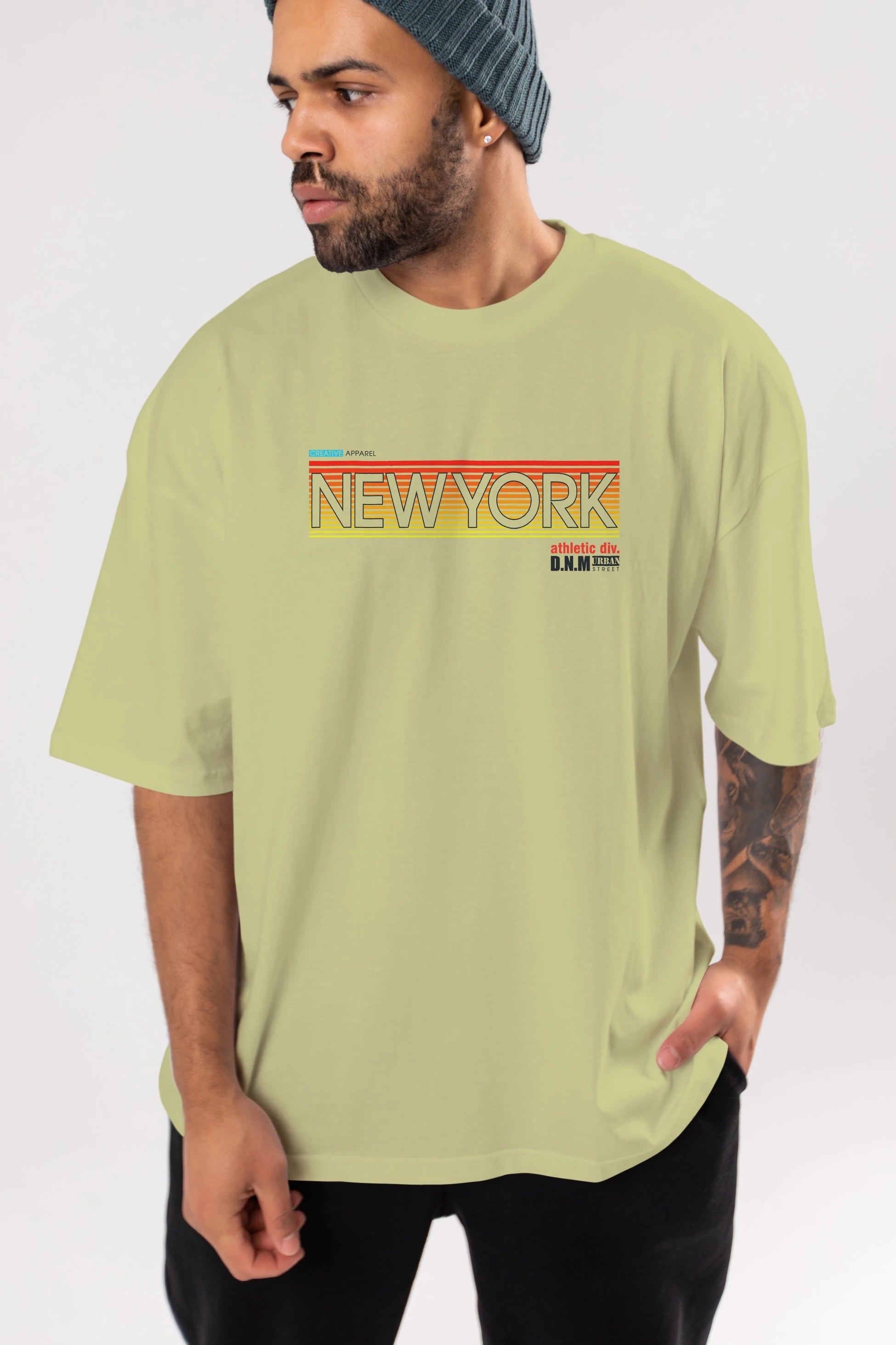 New York Denim Ön Baskılı Oversize t-shirt Erkek Kadın Unisex