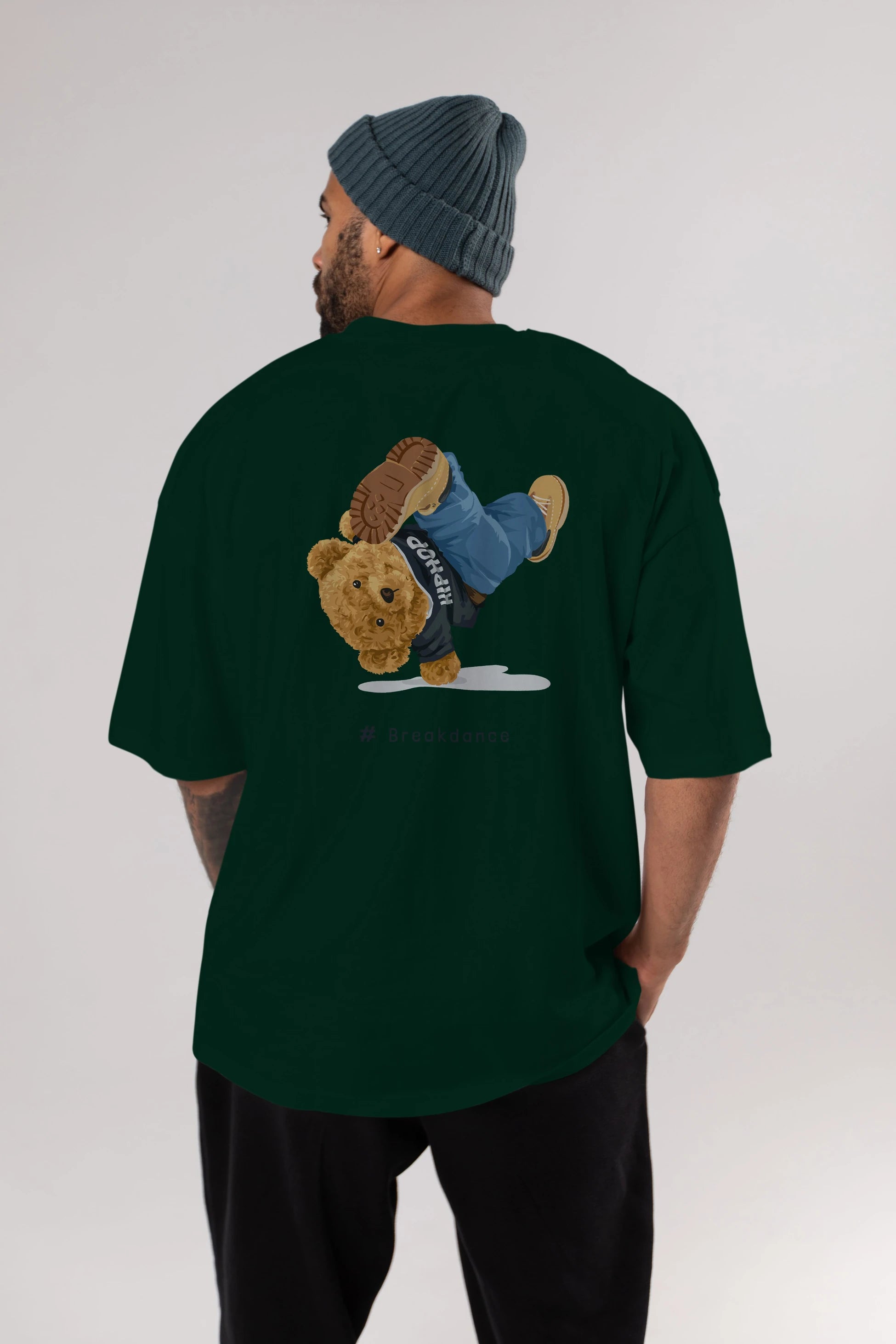 Teddy Bear Breakdance Arka Baskılı Oversize t-shirt Erkek Kadın Unisex %100 Pamuk