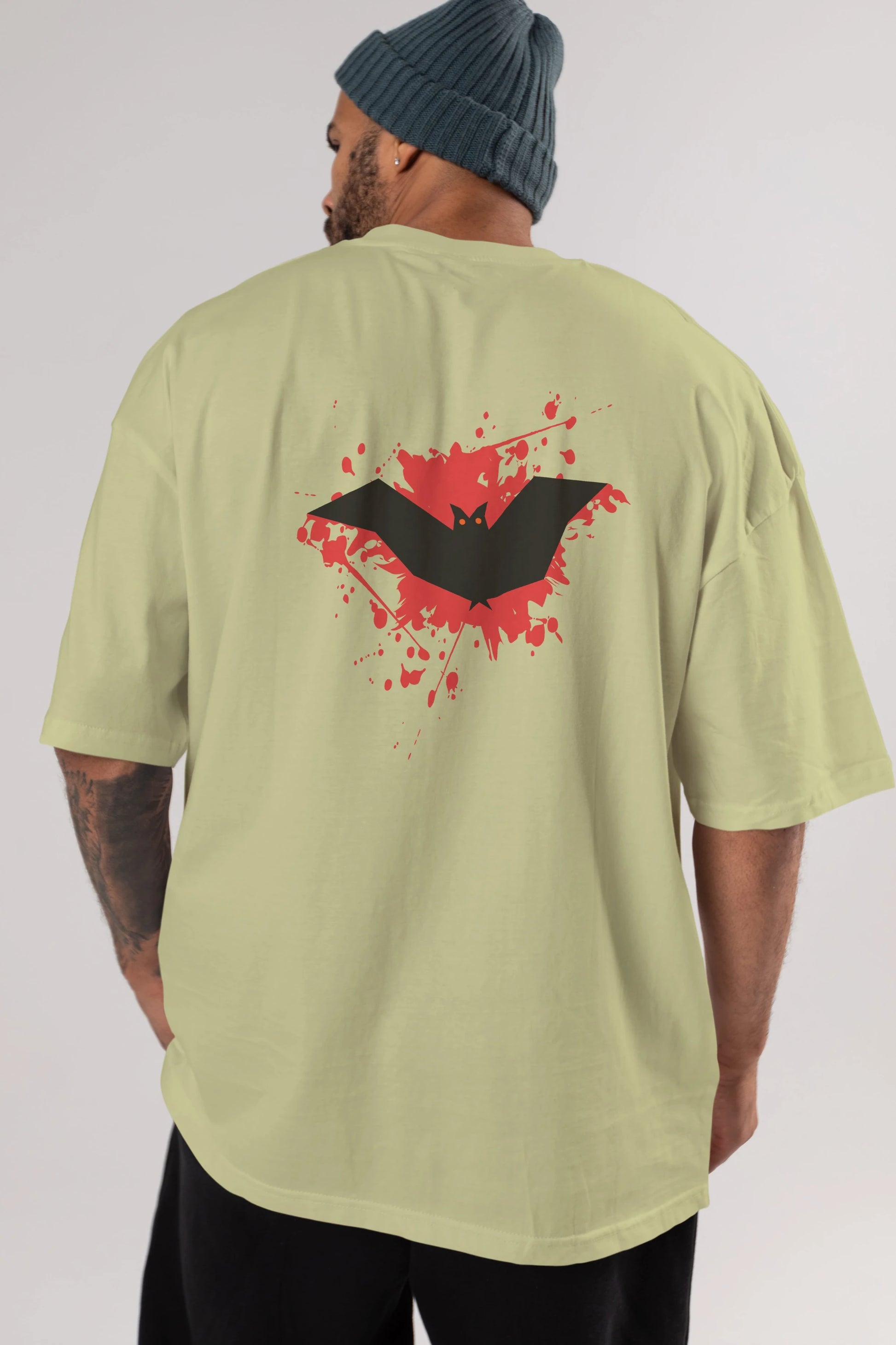 Halloween Arka Baskılı Oversize t-shirt Erkek Kadın Unisex