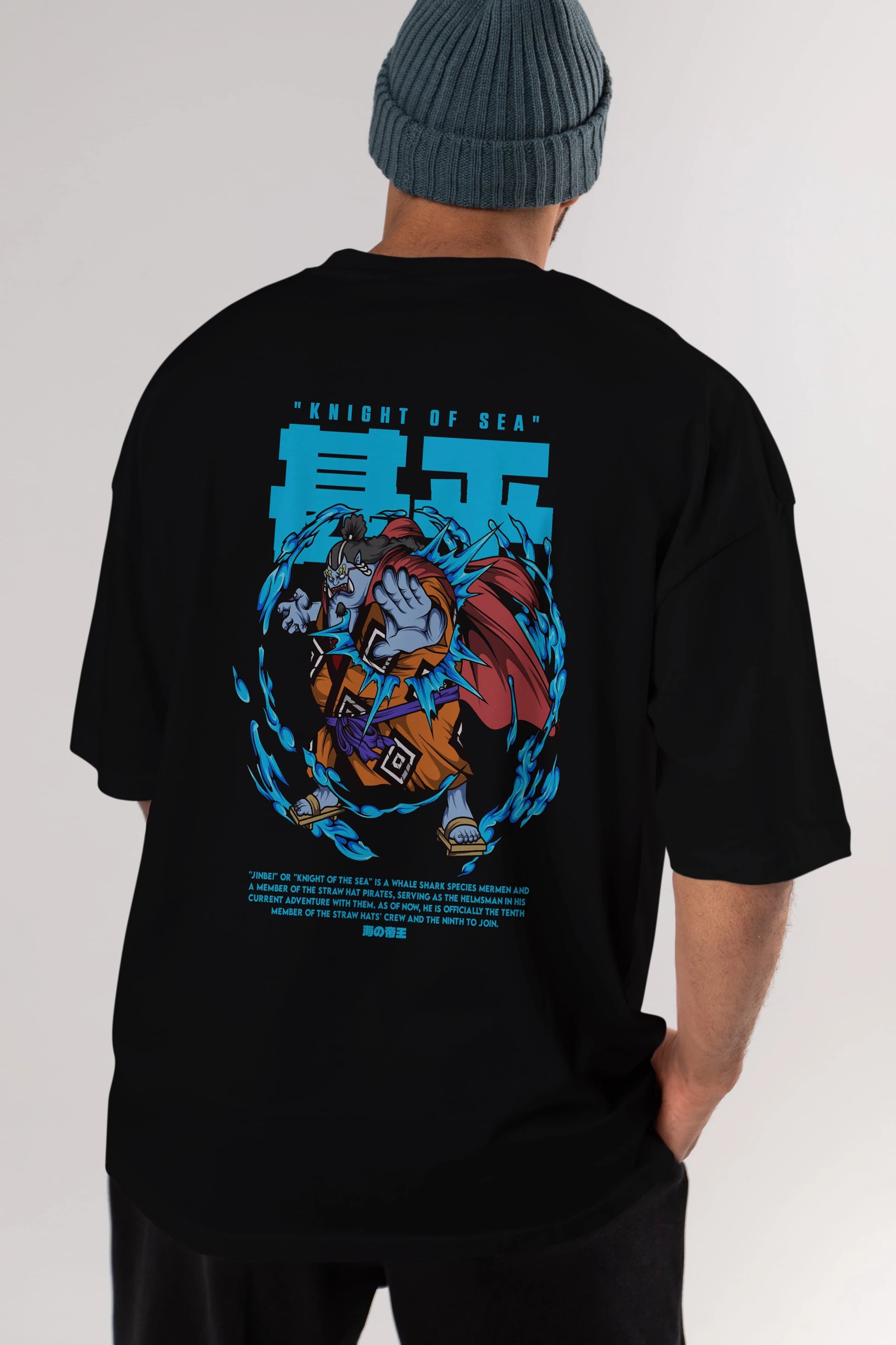 Jinbei Anime Arka Baskılı Oversize t-shirt Erkek Kadın Unisex
