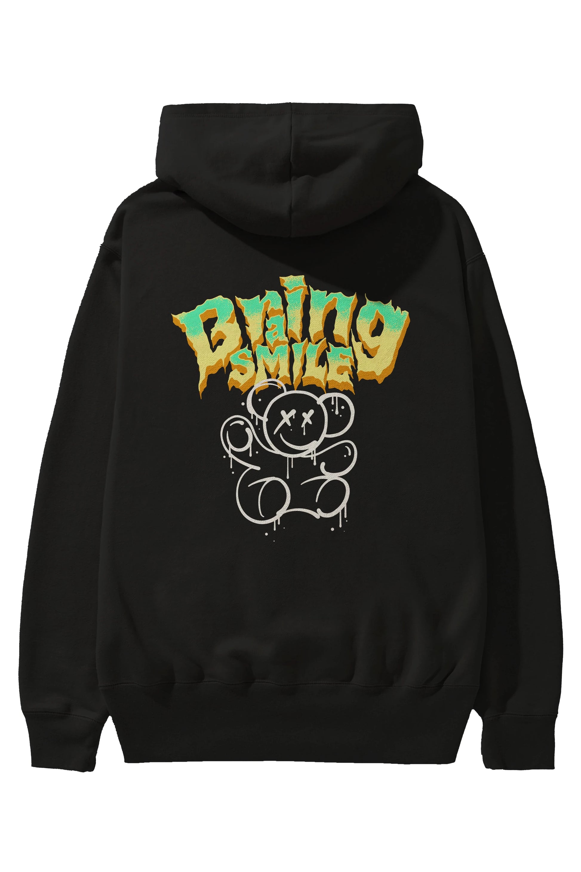 Teddy Bear Braing Smile Arka Baskılı Hoodie Oversize Kapüşonlu Sweatshirt Erkek Kadın Unisex