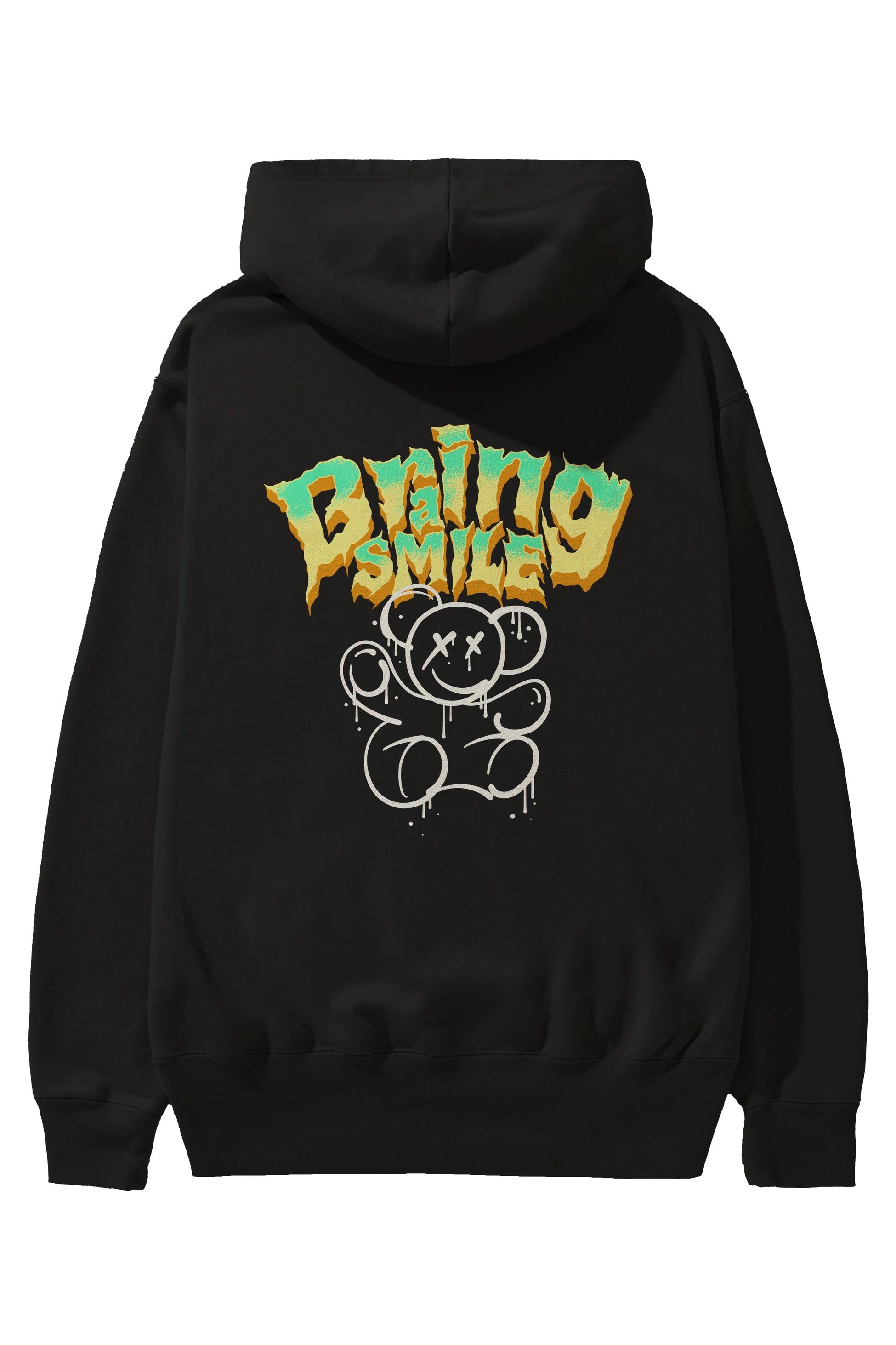 Teddy Bear Braing Smile Arka Baskılı Hoodie Oversize Kapüşonlu Sweatshirt Erkek Kadın Unisex