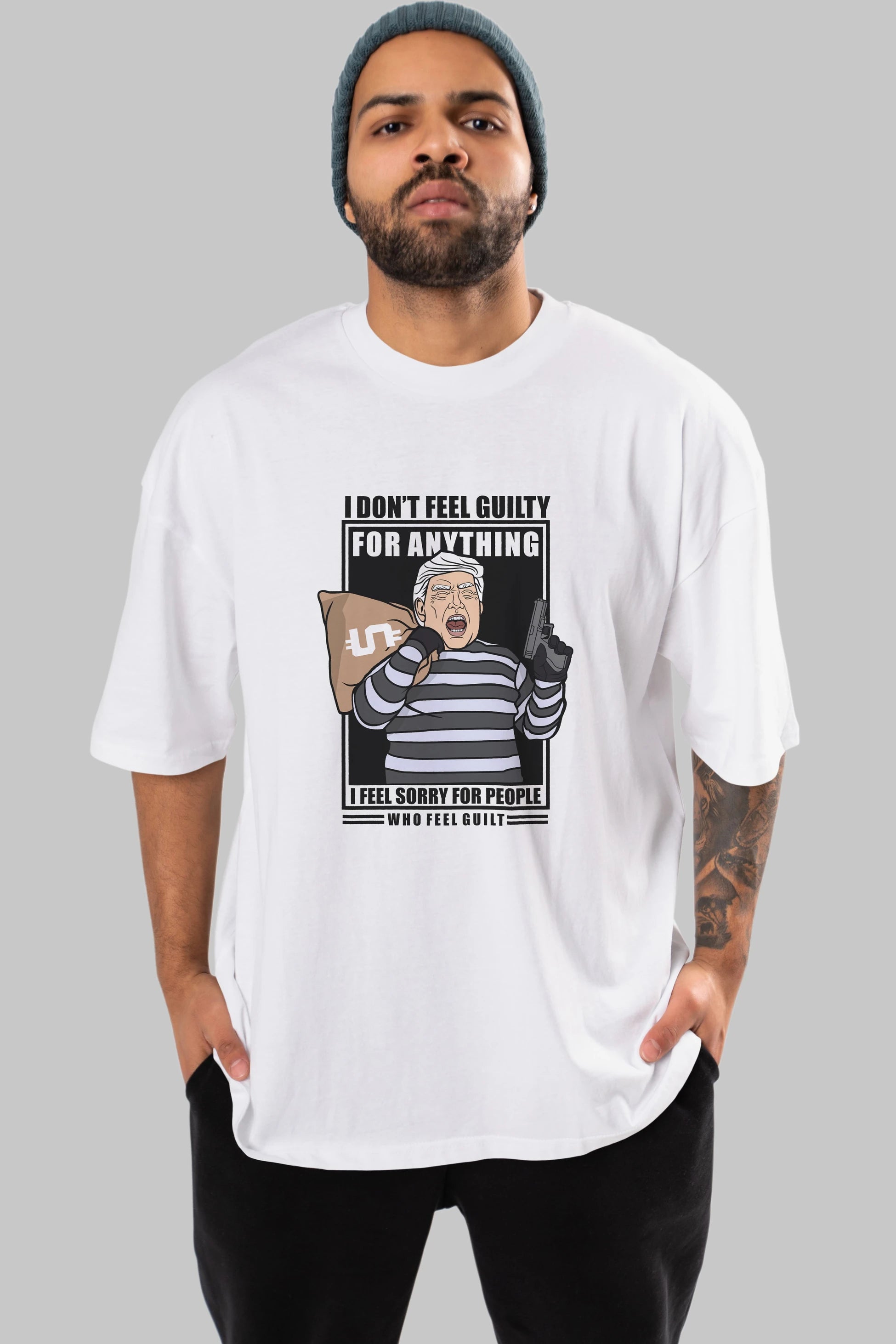 Criminal Trump Ön Baskılı Oversize t-shirt Erkek Kadın Unisex %100 Pamuk tişort