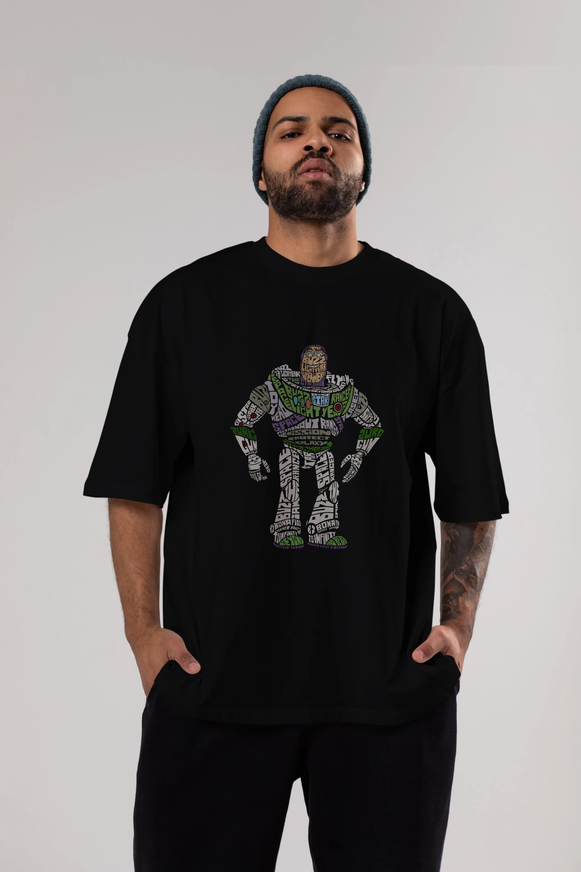 Buzz Ön Baskılı Oversize t-shirt %100 pamuk Erkek Kadın Unisex