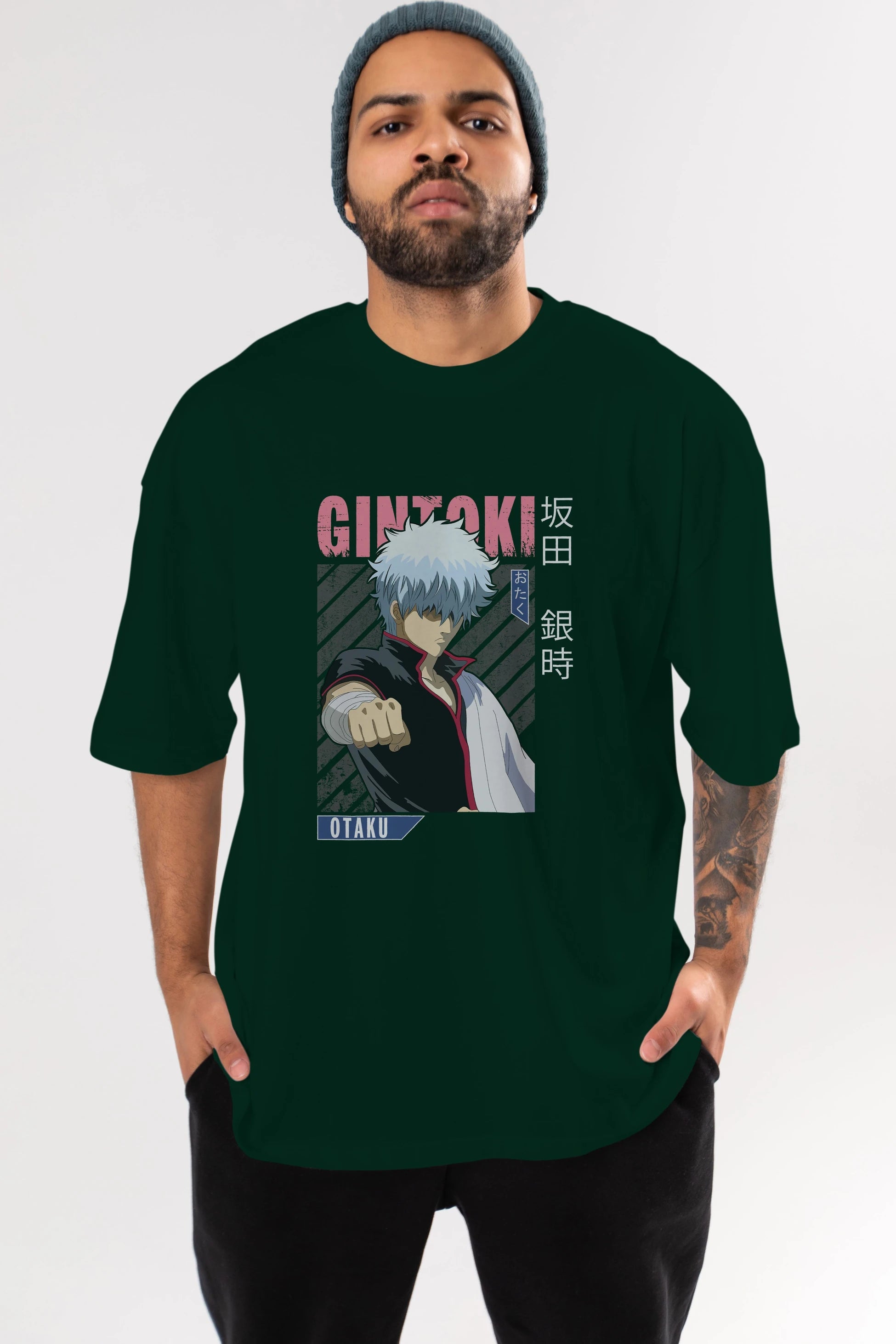 Gintoki Sakata GINTAMA 2 Anime Ön Baskılı Oversize t-shirt %100 pamuk Erkek Kadın Unisex