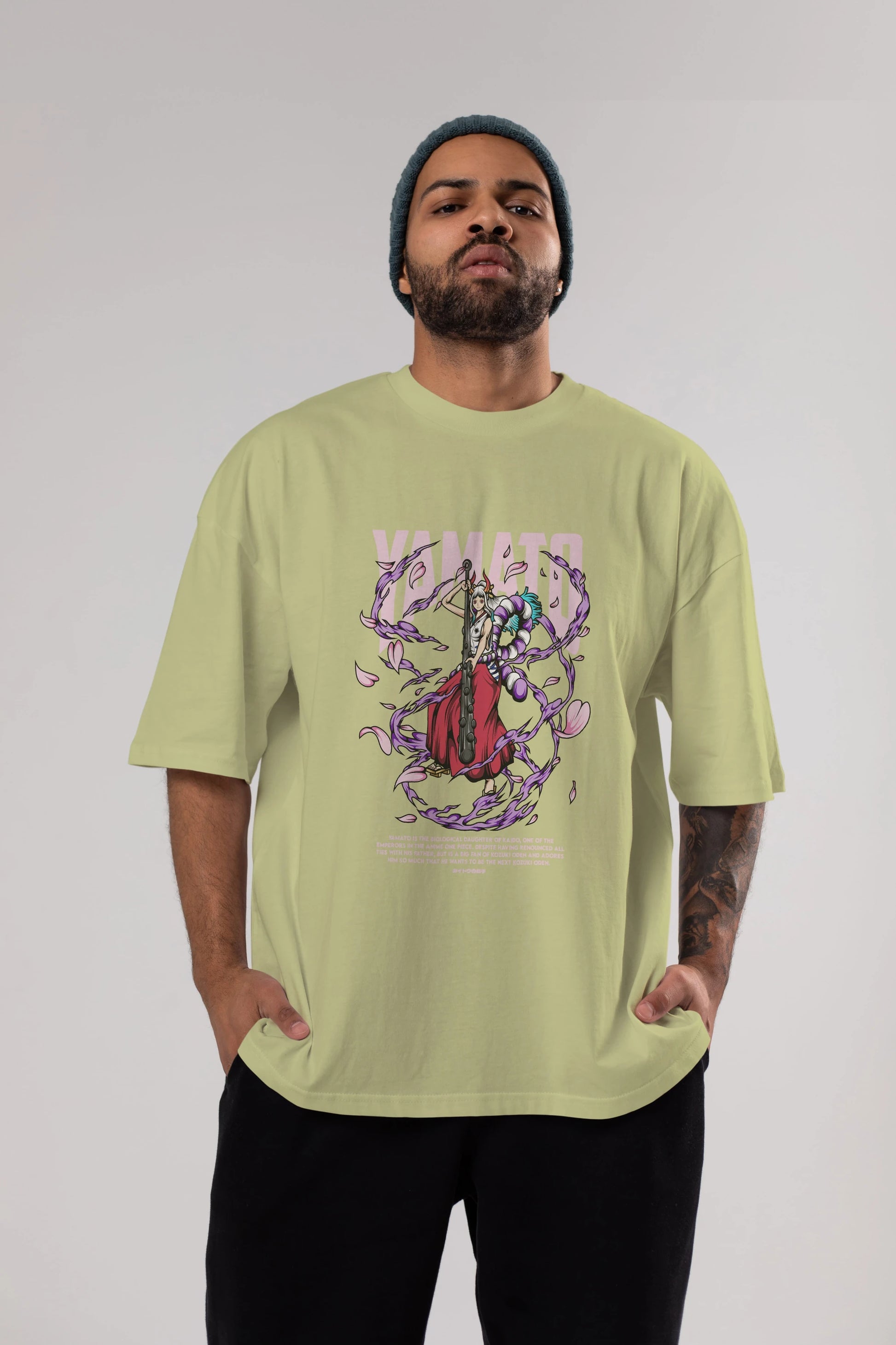 Yamato Anime Ön Baskılı Oversize t-shirt %100 pamuk Erkek Kadın Unisex
