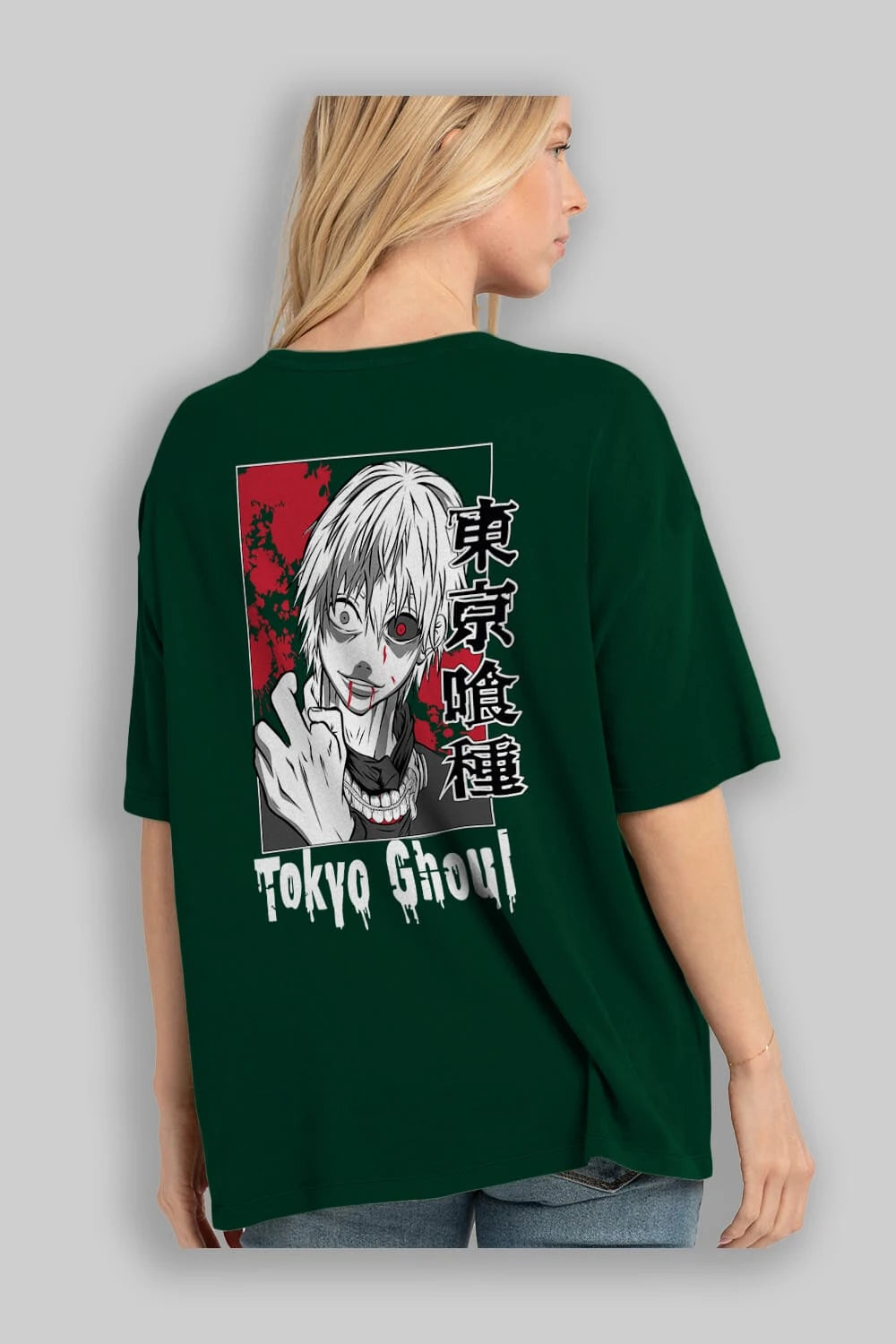 Kaneki Ken TOKYO GHOUL Anime Arka Baskılı Oversize t-shirt Erkek Kadın Unisex