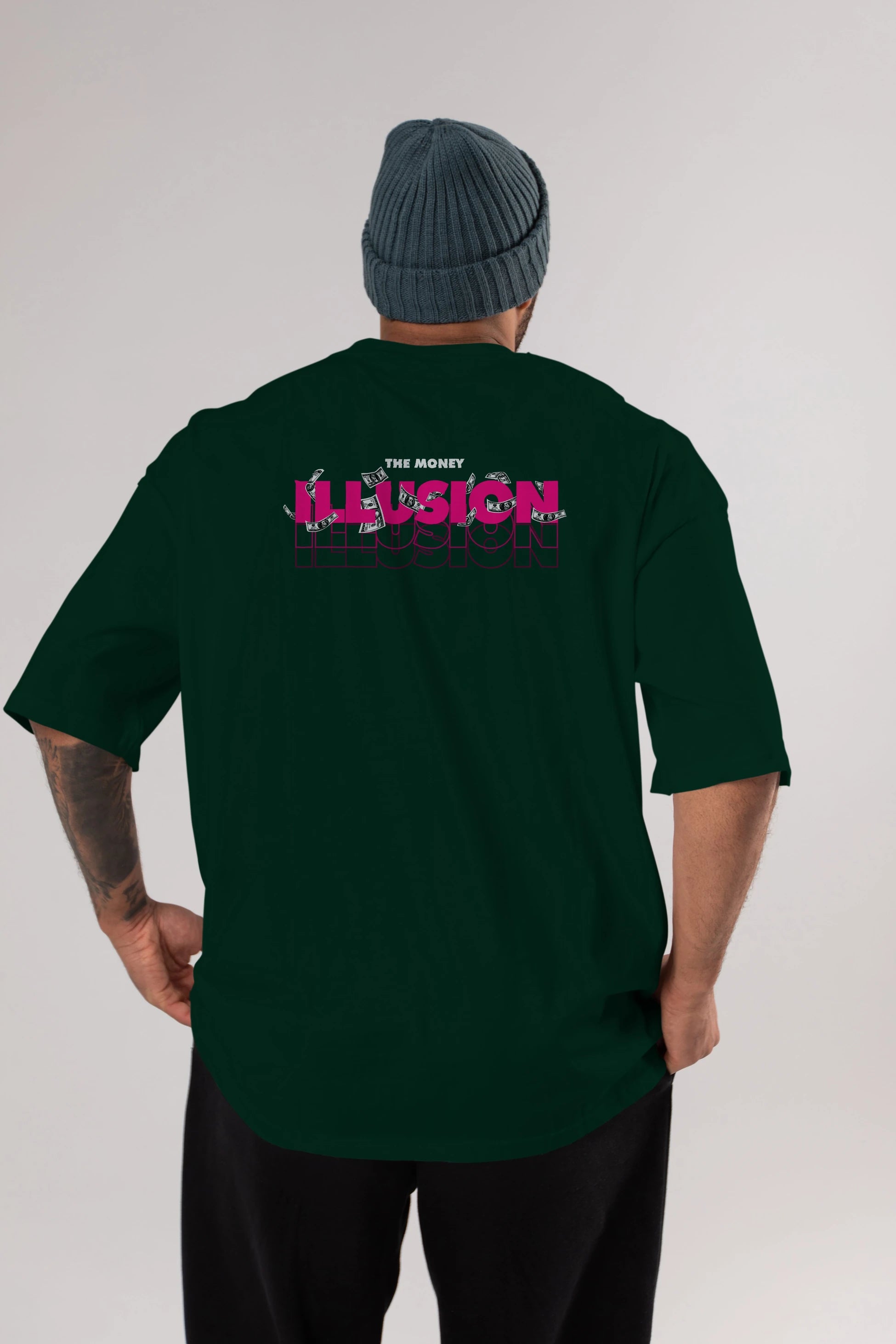 The Money Illusion Arka Baskılı Oversize t-shirt Erkek Kadın Unisex