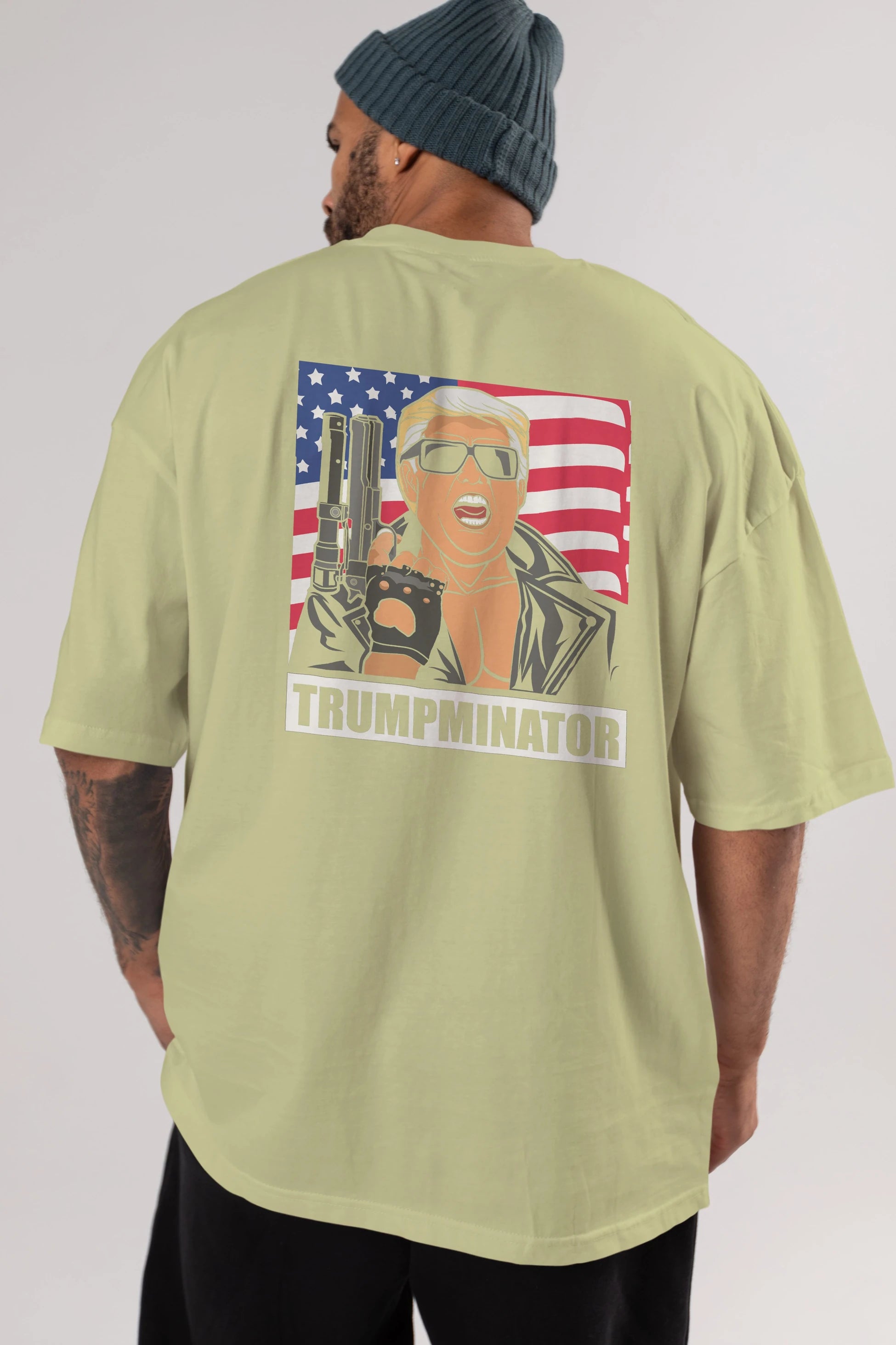 Trumpminator Arka Baskılı Oversize t-shirt Erkek Kadın Unisex %100 Pamuk tişort