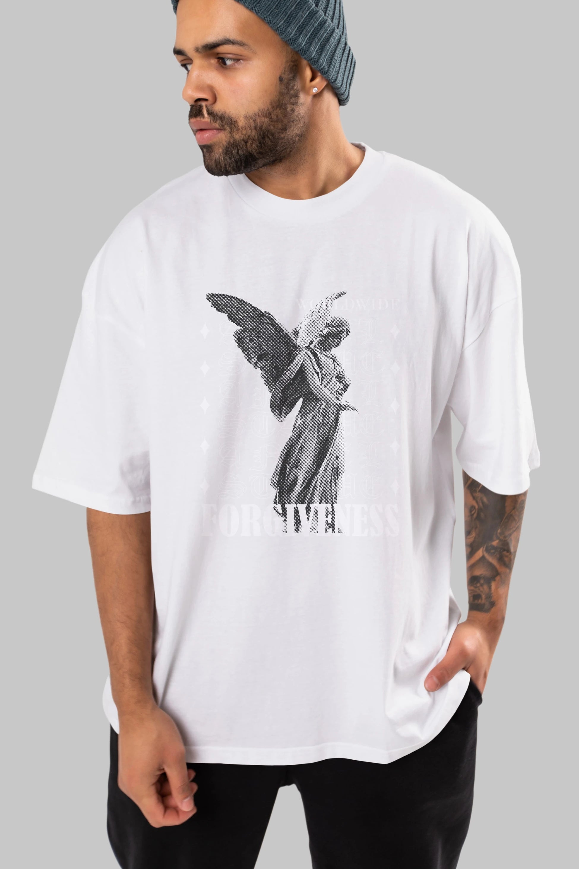 Angel Forgiveness Ön Baskılı Oversize t-shirt Erkek Kadın Unisex