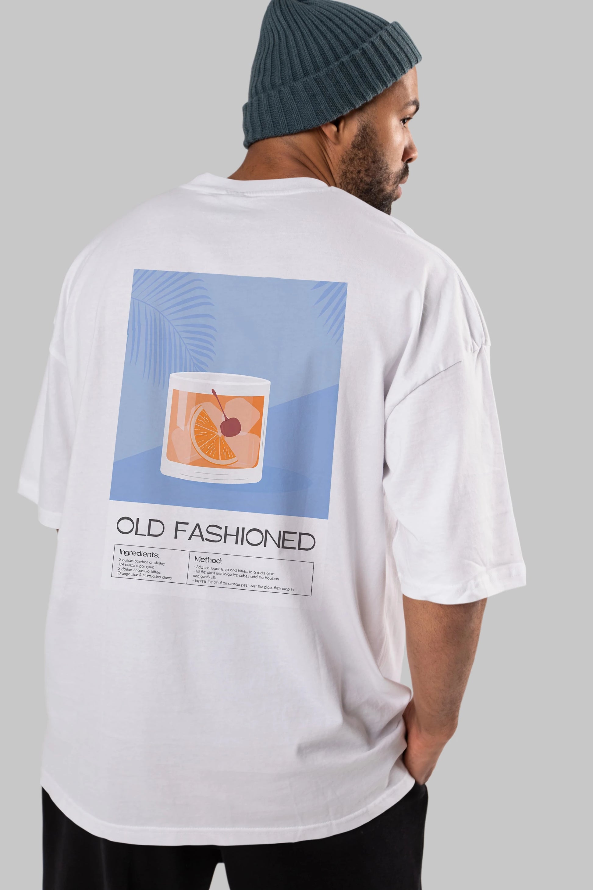 Old Fashioned 3 Arka Baskılı Oversize t-shirt Erkek Kadın Unisex %100 Pamuk Bisiklet Yaka tişort