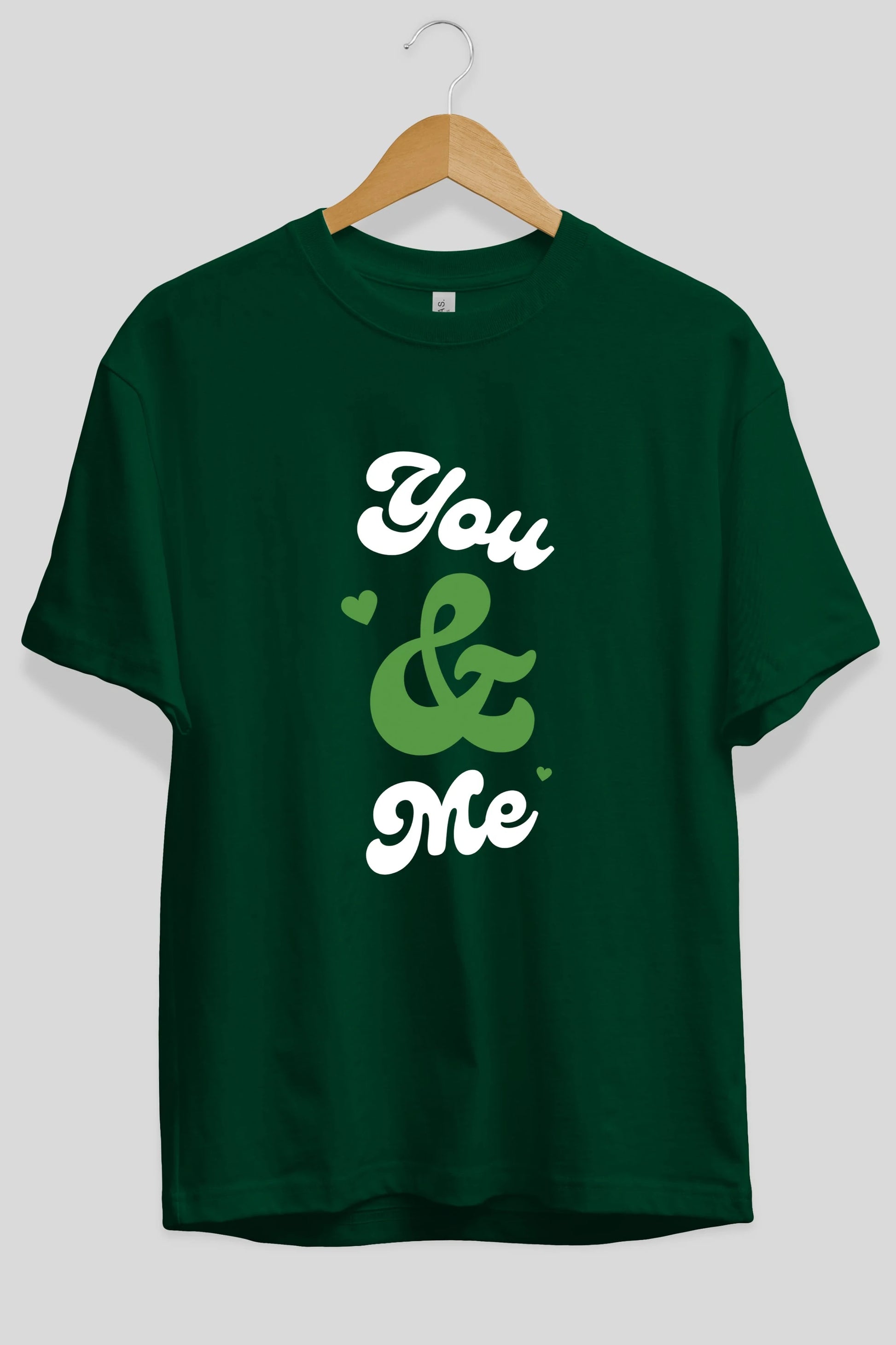 You and Me Yazılı Ön Baskılı Oversize t-shirt Erkek Kadın Unisex