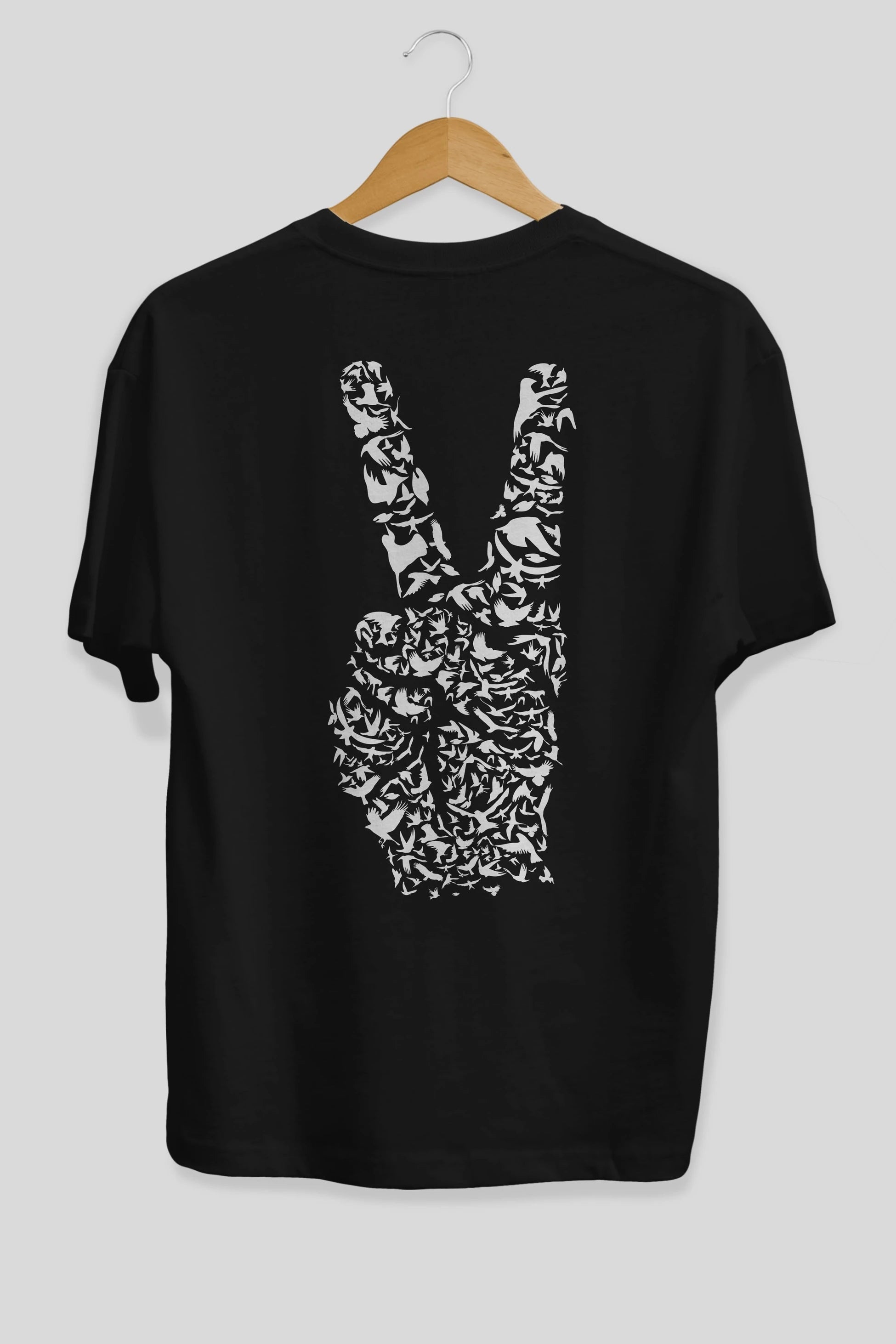 Peace Arka Baskılı Oversize t-shirt %100 pamuk Erkek Kadın Unisex