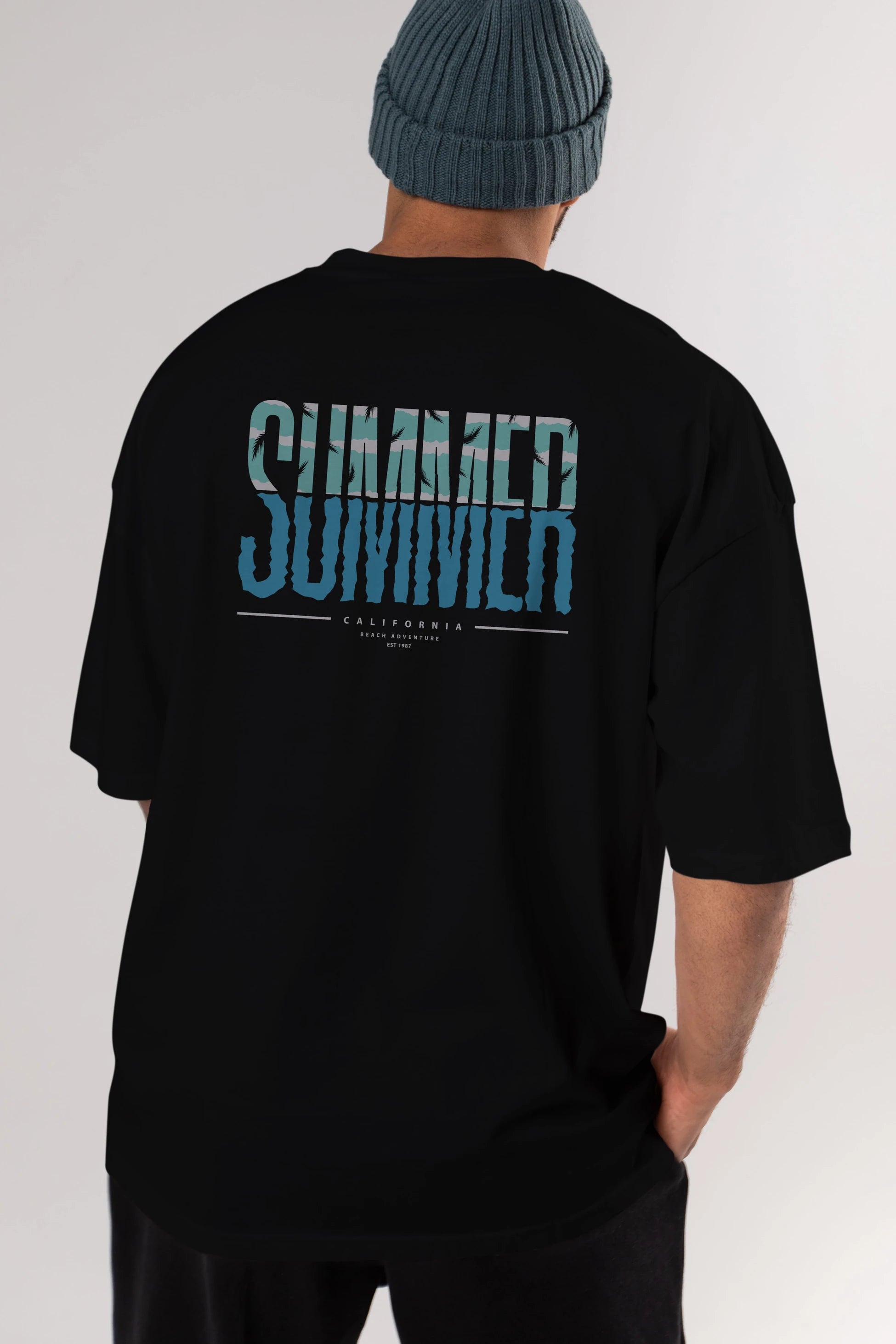 Summer California Arka Baskılı Oversize t-shirt Erkek Kadın Unisex