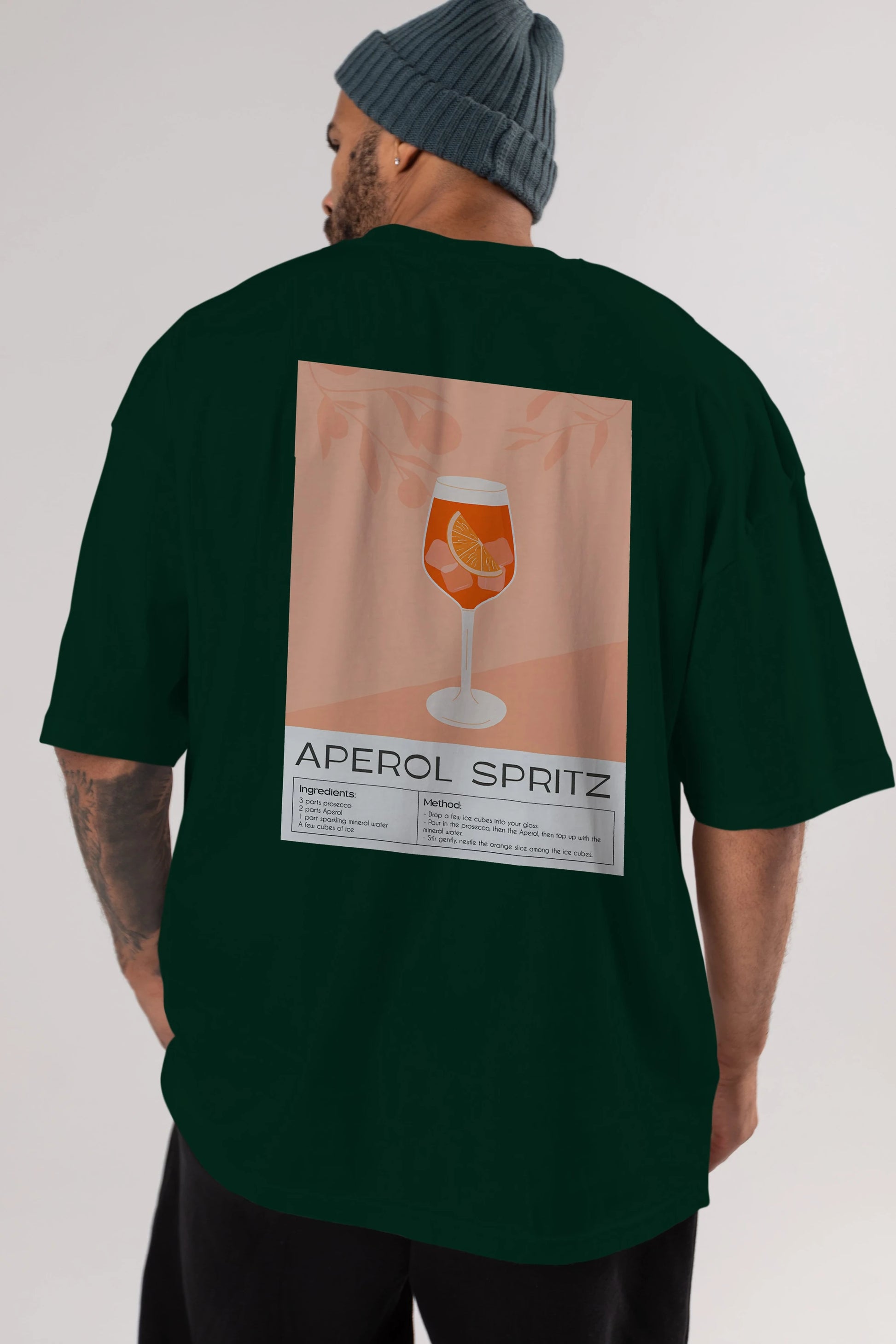 Aperol Spritz 7 Arka Baskılı Oversize t-shirt Erkek Kadın Unisex %100 Pamuk Bisiklet Yaka tişort