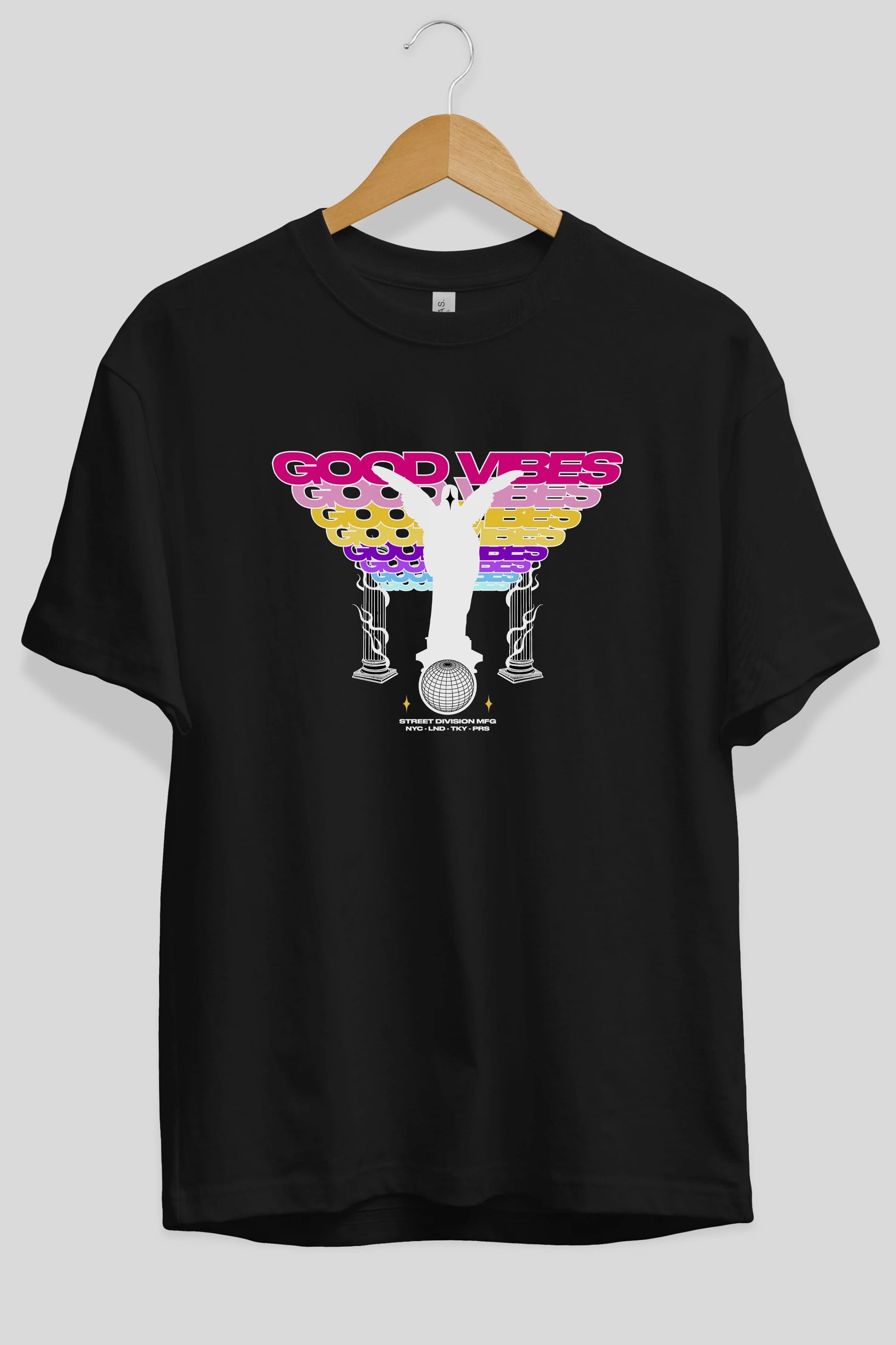 Good Vibes Ön Baskılı Oversize t-shirt Erkek Kadın Unisex