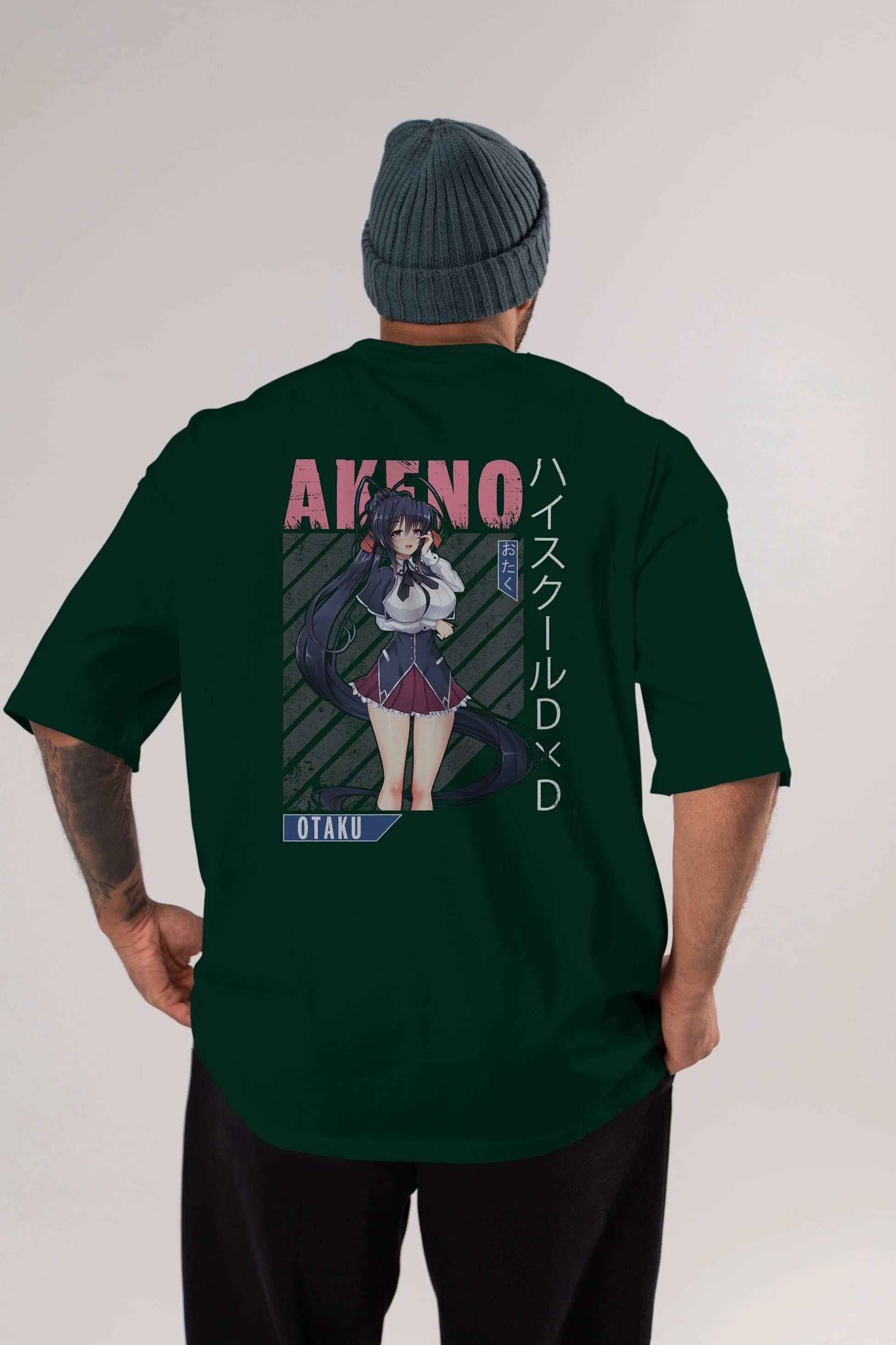 Akeno Himejima 4 Anime Arka Baskılı Oversize t-shirt Erkek Kadın Unisex