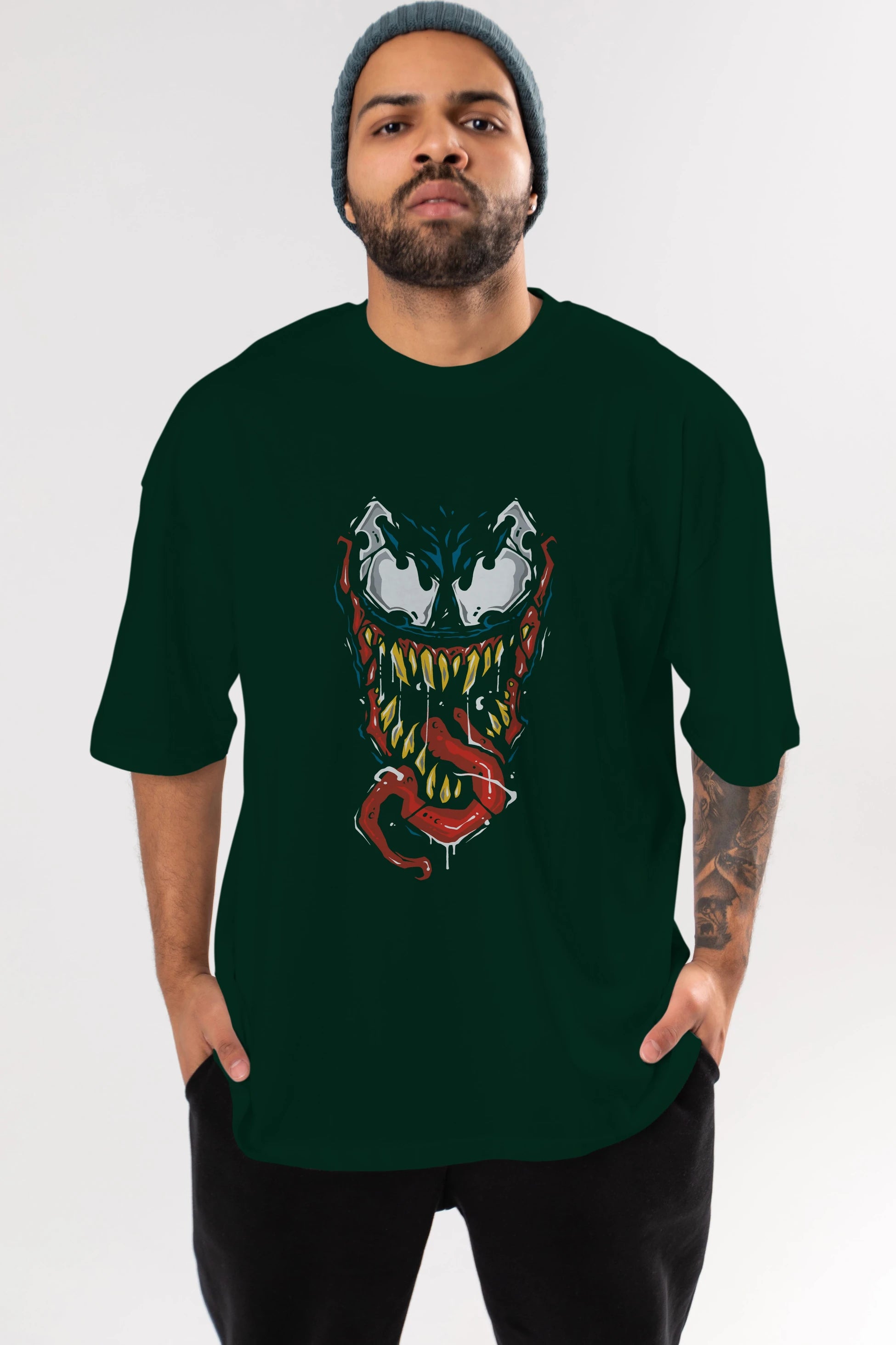 Venom (15) Ön Baskılı Oversize t-shirt Erkek Kadın Unisex %100 Pamuk Bisiklet Yaka tişort