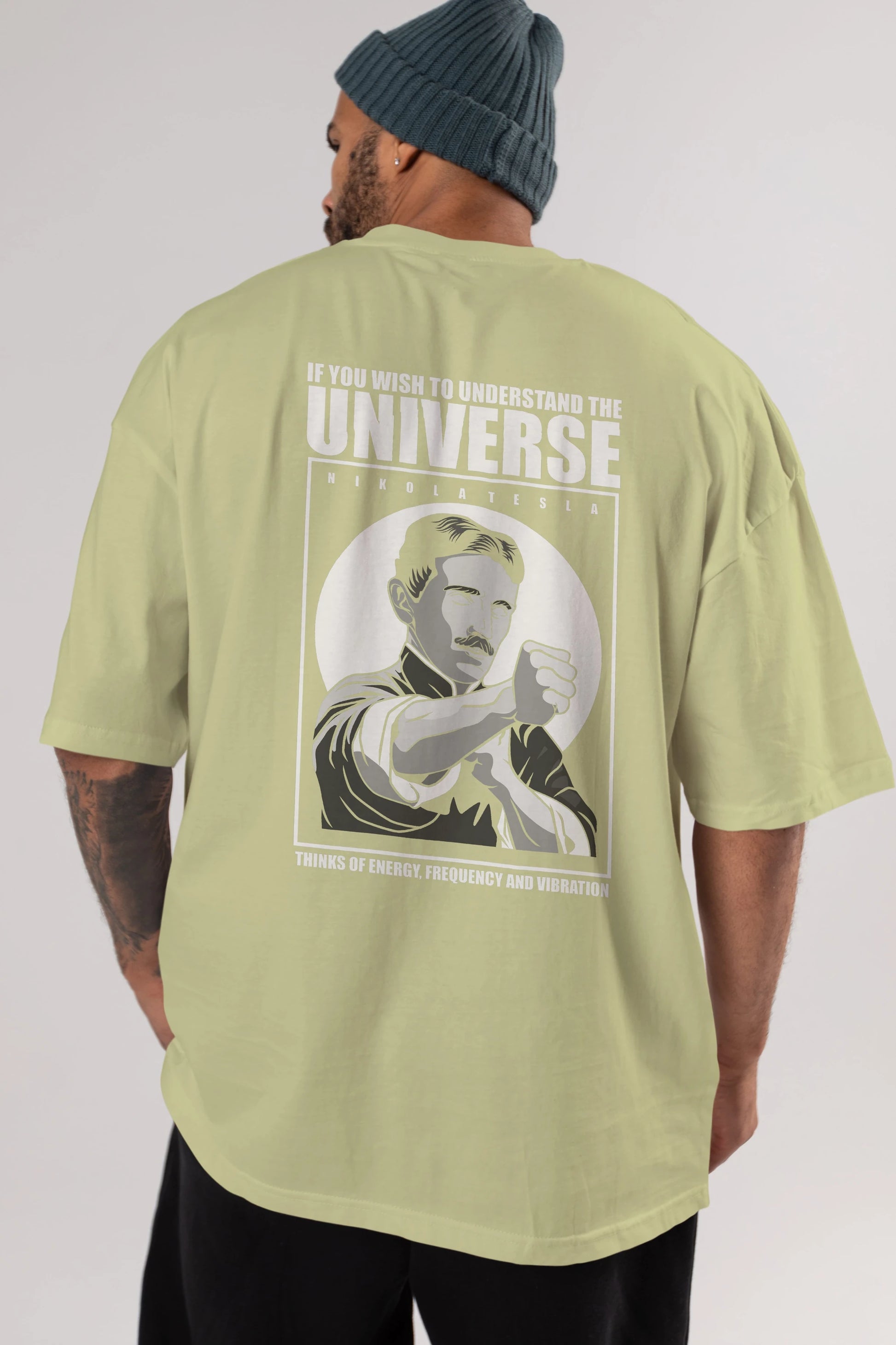 Nicola Tesla Ip Man Arka Baskılı Oversize t-shirt Erkek Kadın Unisex %100 Pamuk tişort