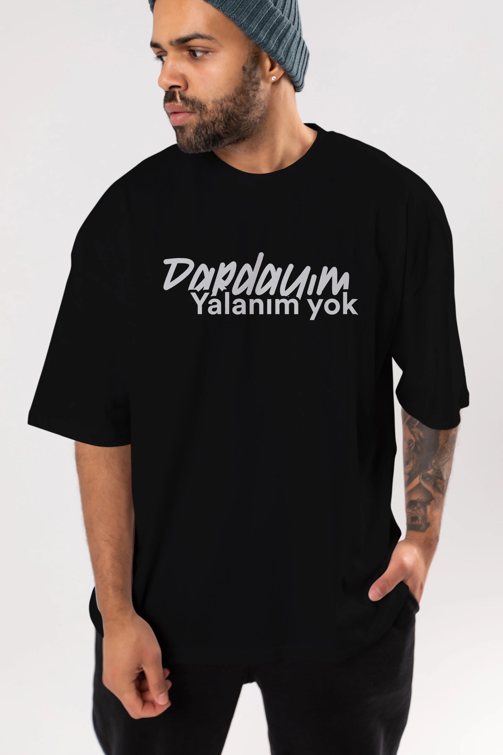Dardayım Yalanım Yok Ön Baskılı Oversize t-shirt %100 pamuk Erkek Kadın Unisex