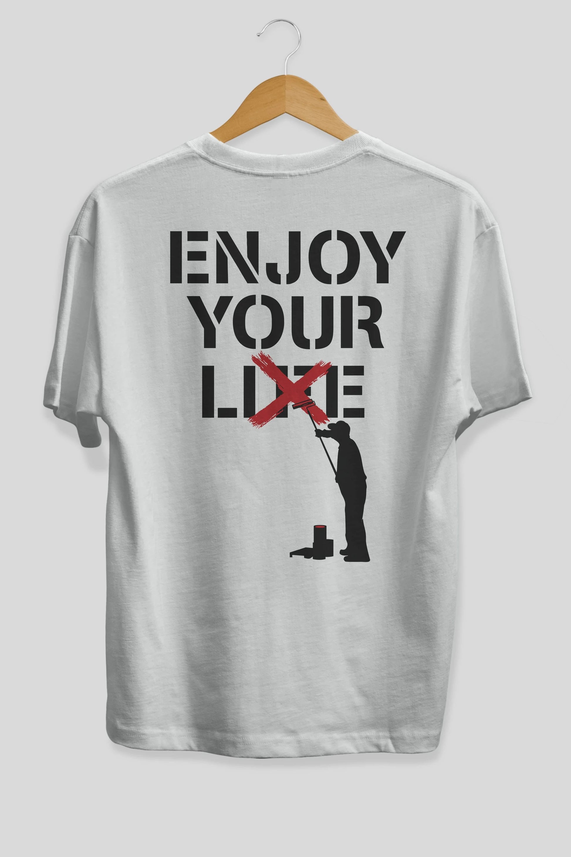 Enjoy Your Lie Arka Baskılı Oversize t-shirt %100 pamuk Erkek Kadın Unisex