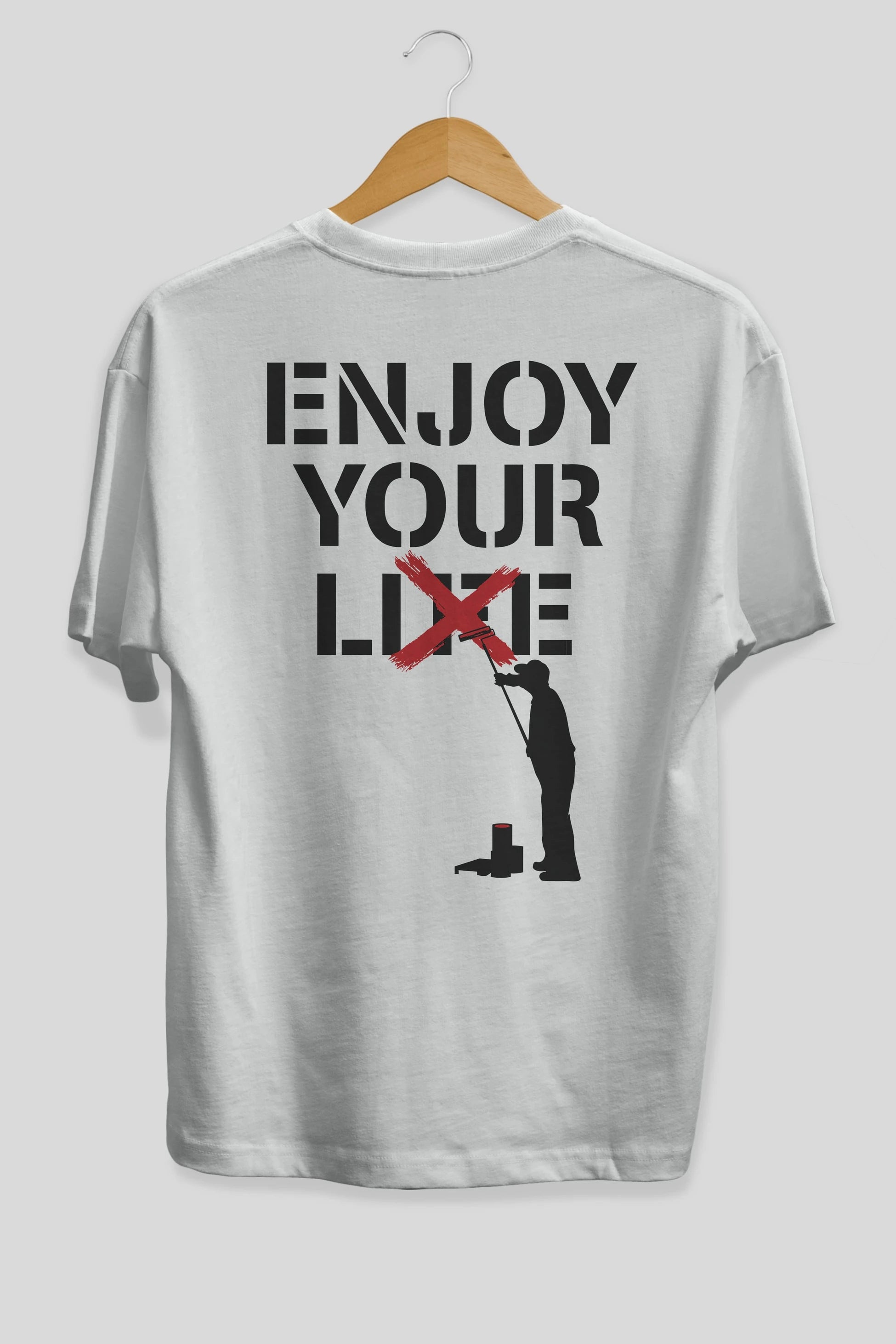 Enjoy Your Lie Arka Baskılı Oversize t-shirt %100 pamuk Erkek Kadın Unisex