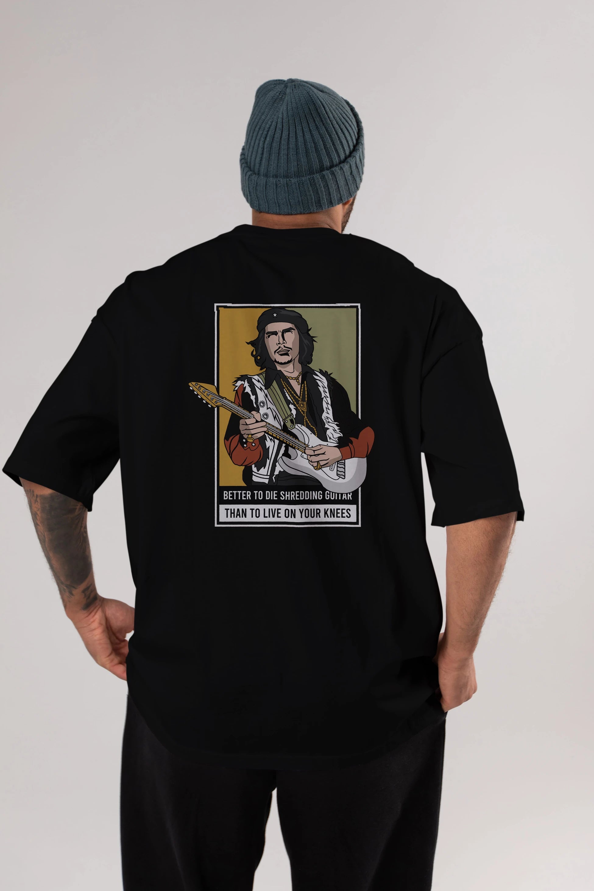 Che Guevara Hendrix Arka Baskılı Oversize t-shirt Erkek Kadın Unisex %100 Pamuk tişort