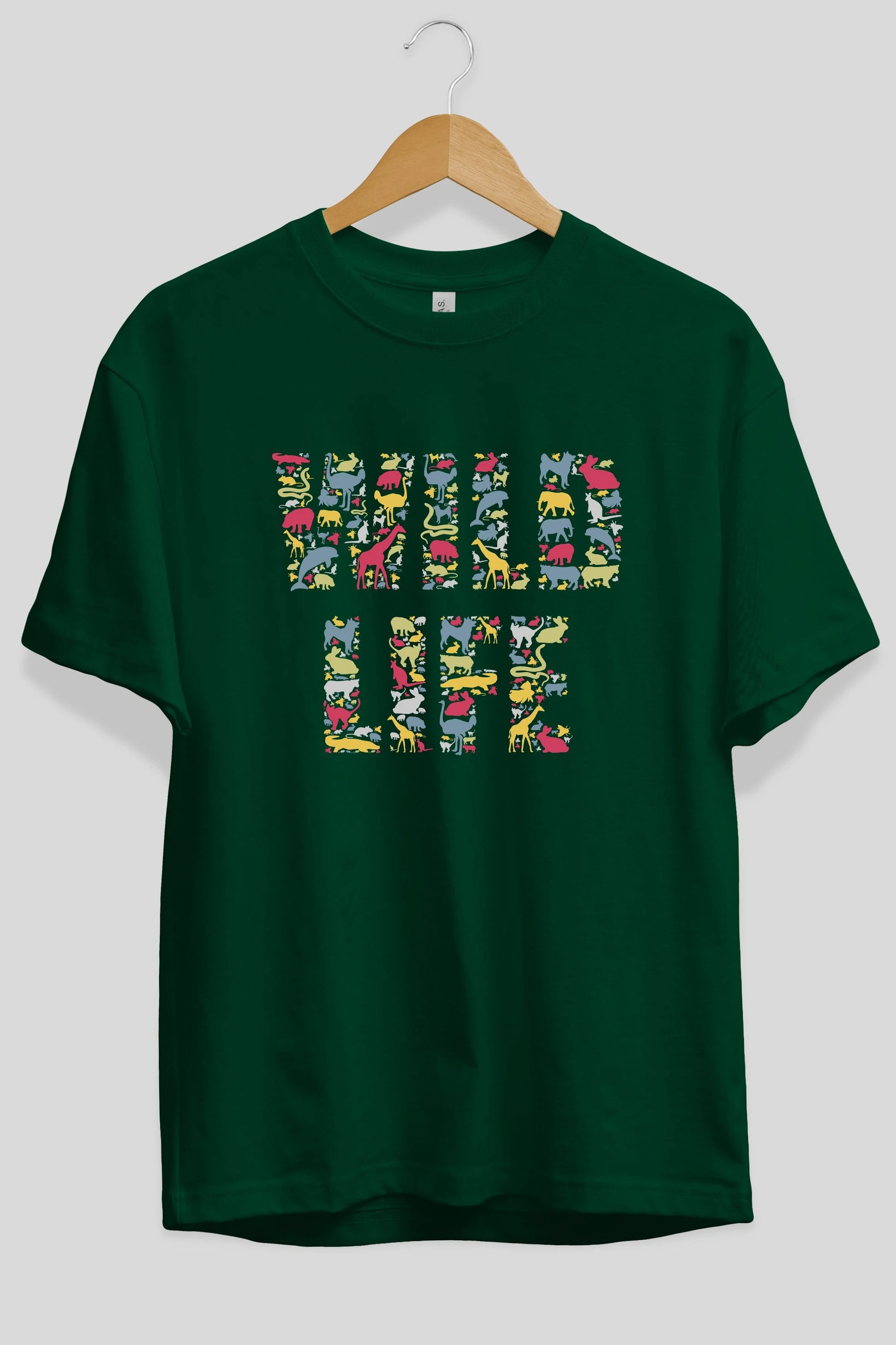 Wild Life Ön Baskılı Oversize t-shirt %100 pamuk Erkek Kadın Unisex