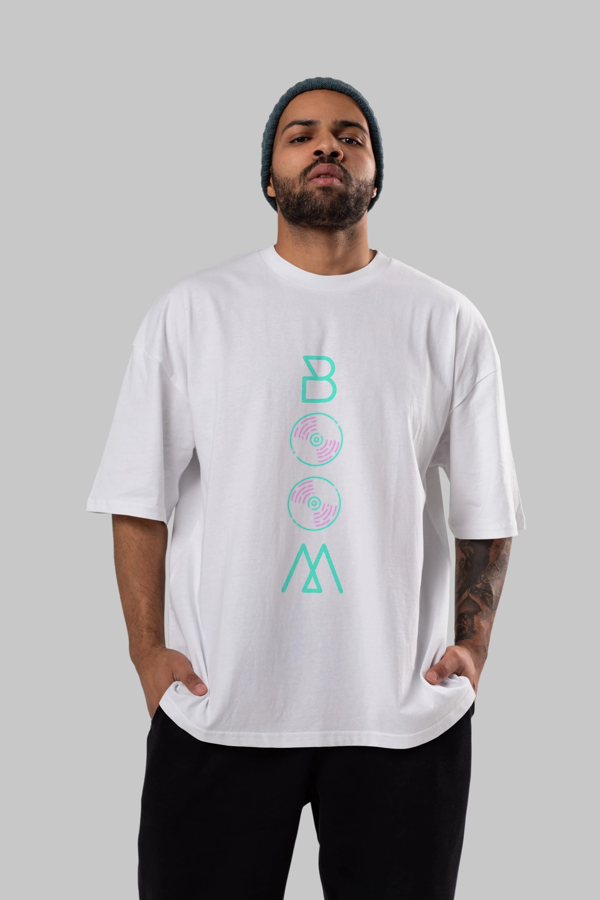 Boom Ön Baskılı Oversize t-shirt Erkek Kadın Unisex