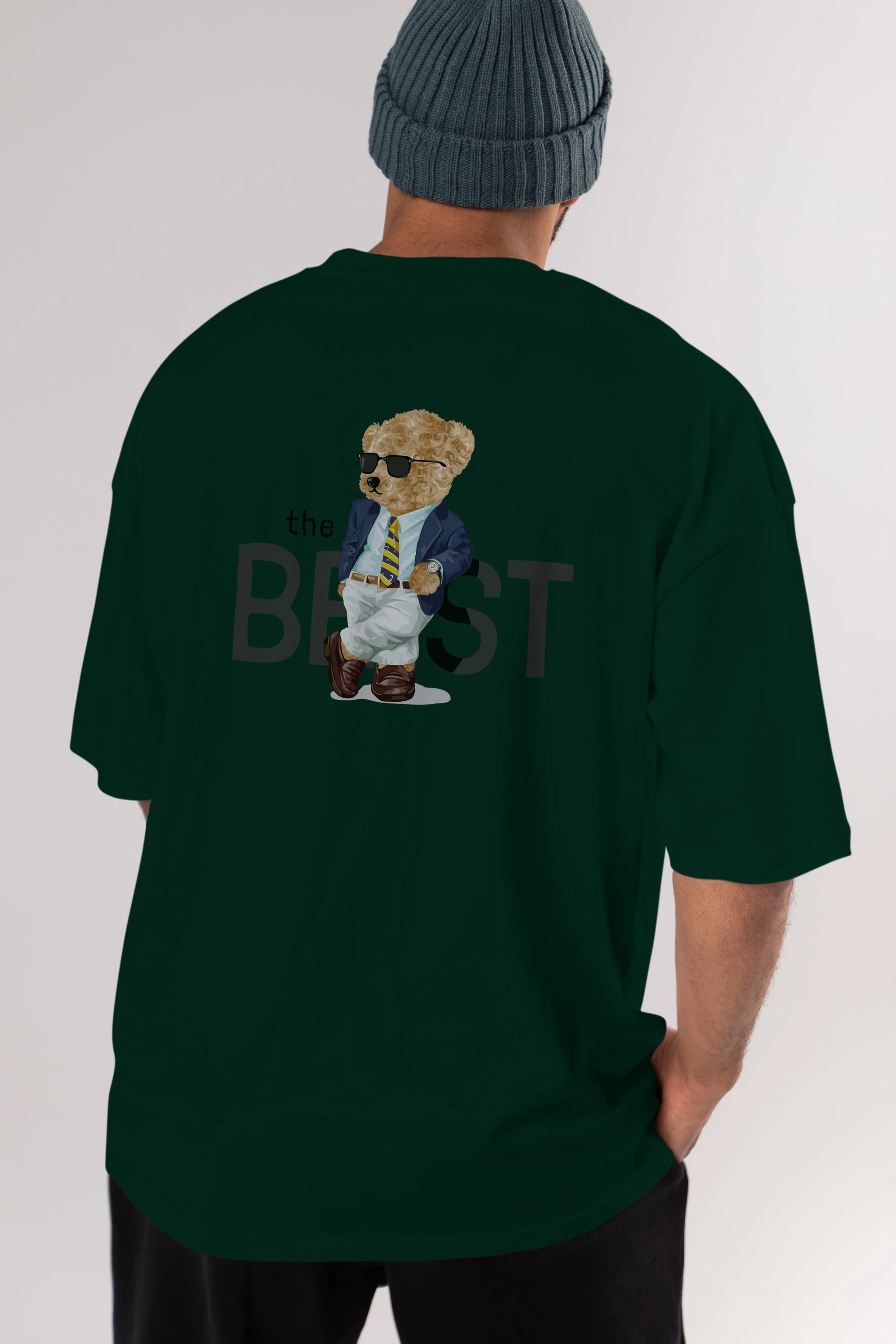 Teddy Bear The Best Arka Baskılı Oversize t-shirt Erkek Kadın Unisex %100 Pamuk