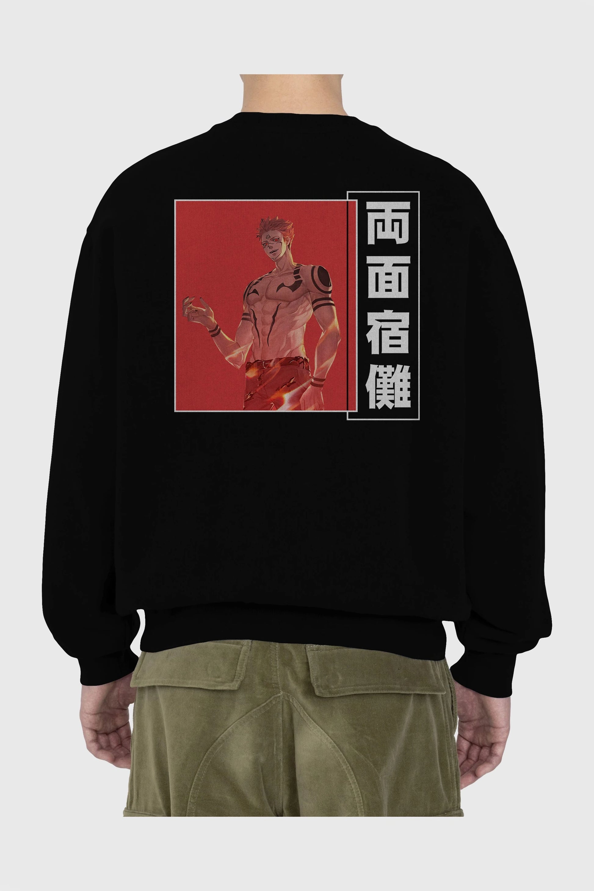 Sukuna Ryoumen 3 Anime Arka Baskılı Oversize Sweatshirt Erkek Kadın Unisex