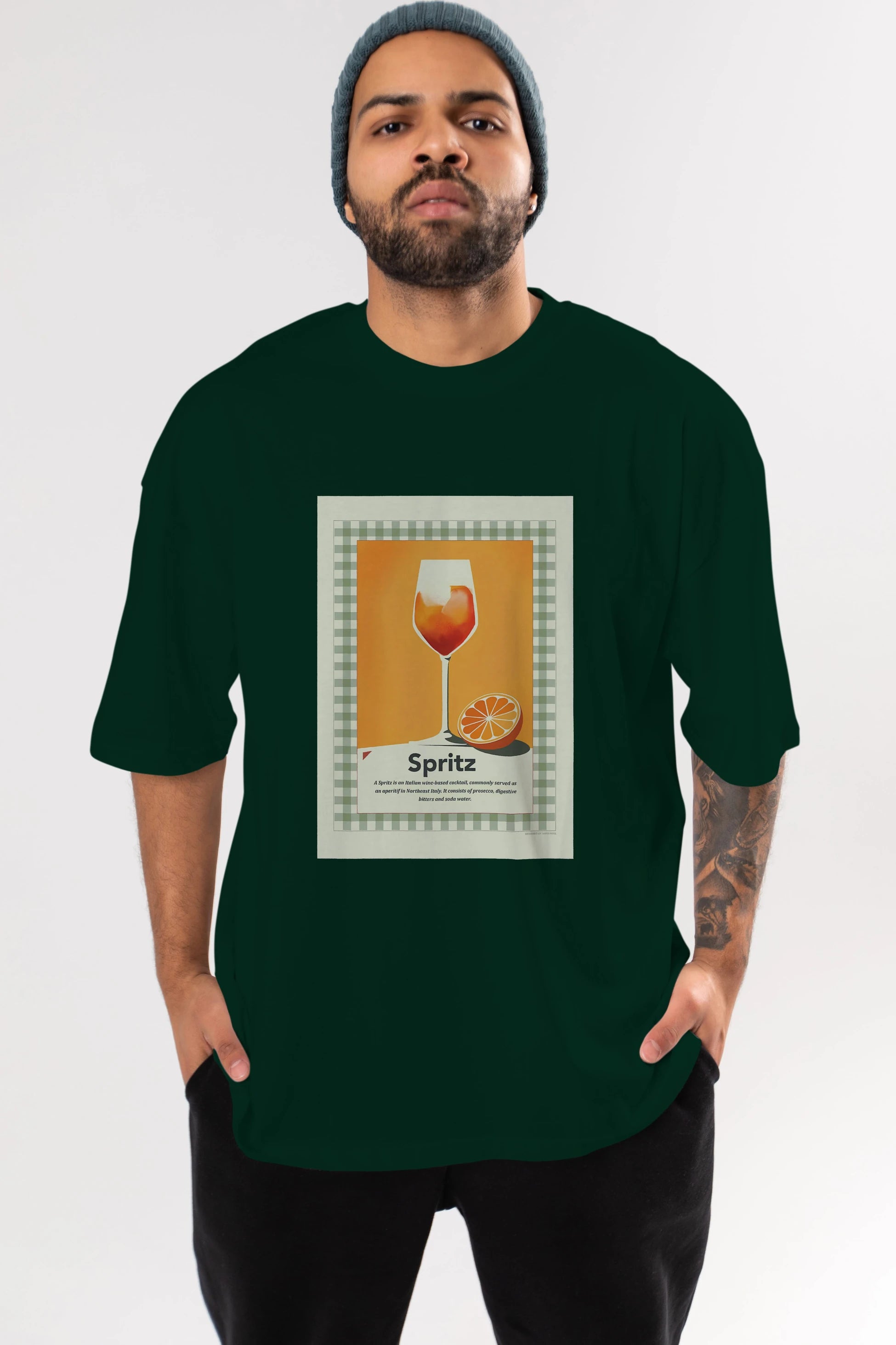 Aperol Spritz 5 Ön Baskılı Oversize t-shirt Erkek Kadın Unisex %100 Pamuk Bisiklet Yaka tişort
