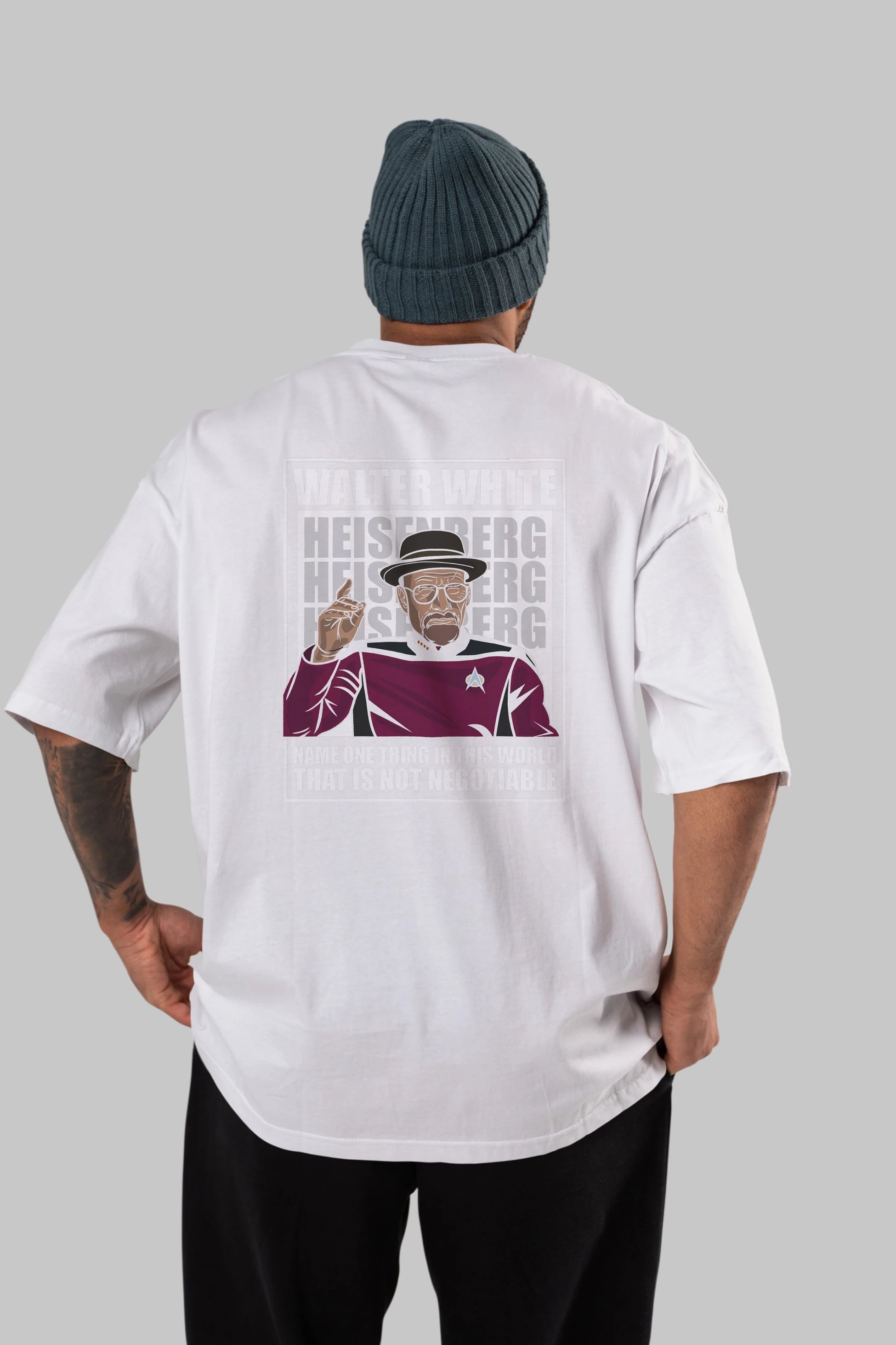Captain Pixard Heisenberg Arka Baskılı Oversize t-shirt Erkek Kadın Unisex %100 Pamuk tişort