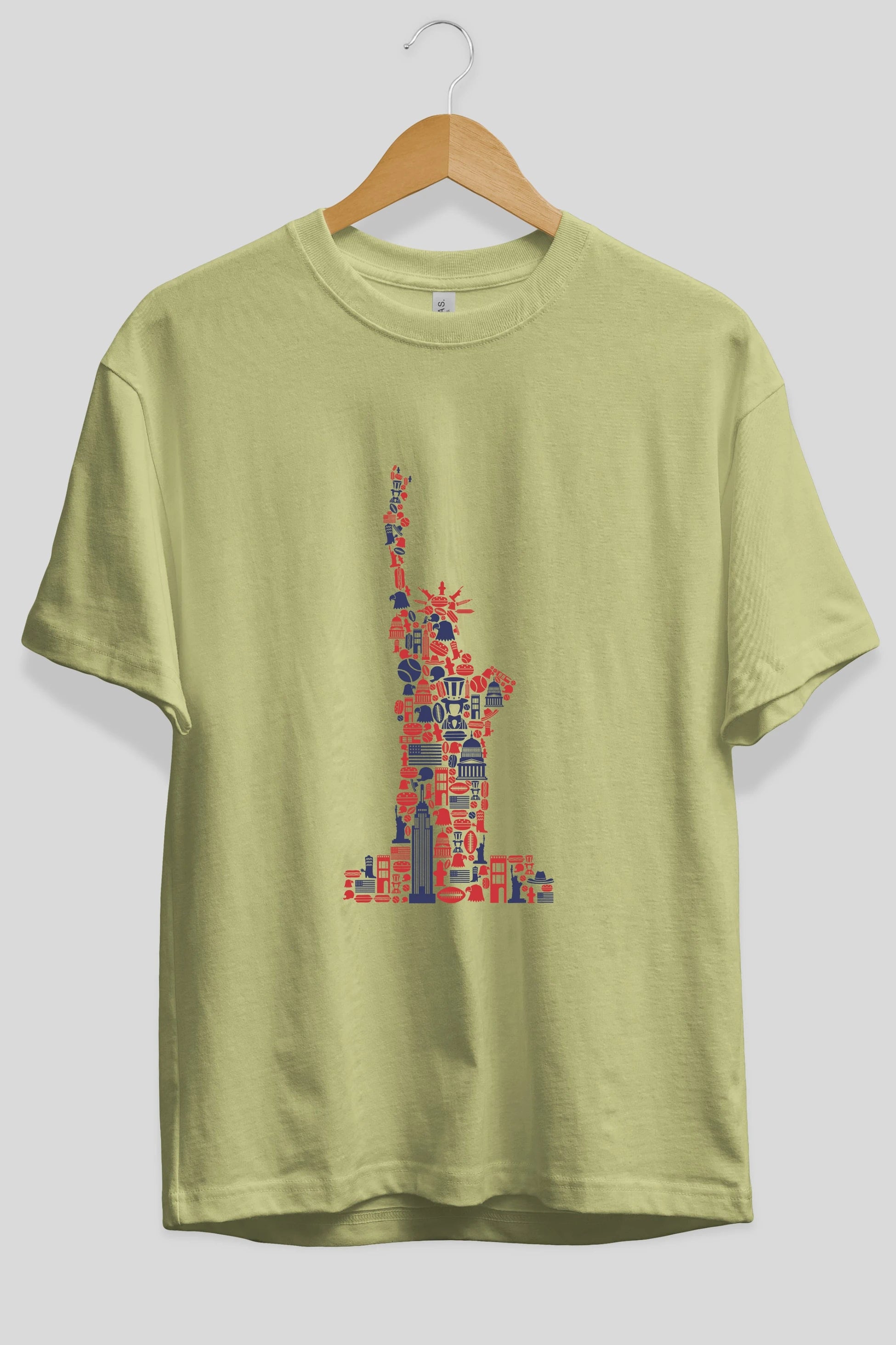 Liberty Ön Baskılı Oversize t-shirt %100 pamuk Erkek Kadın Unisex