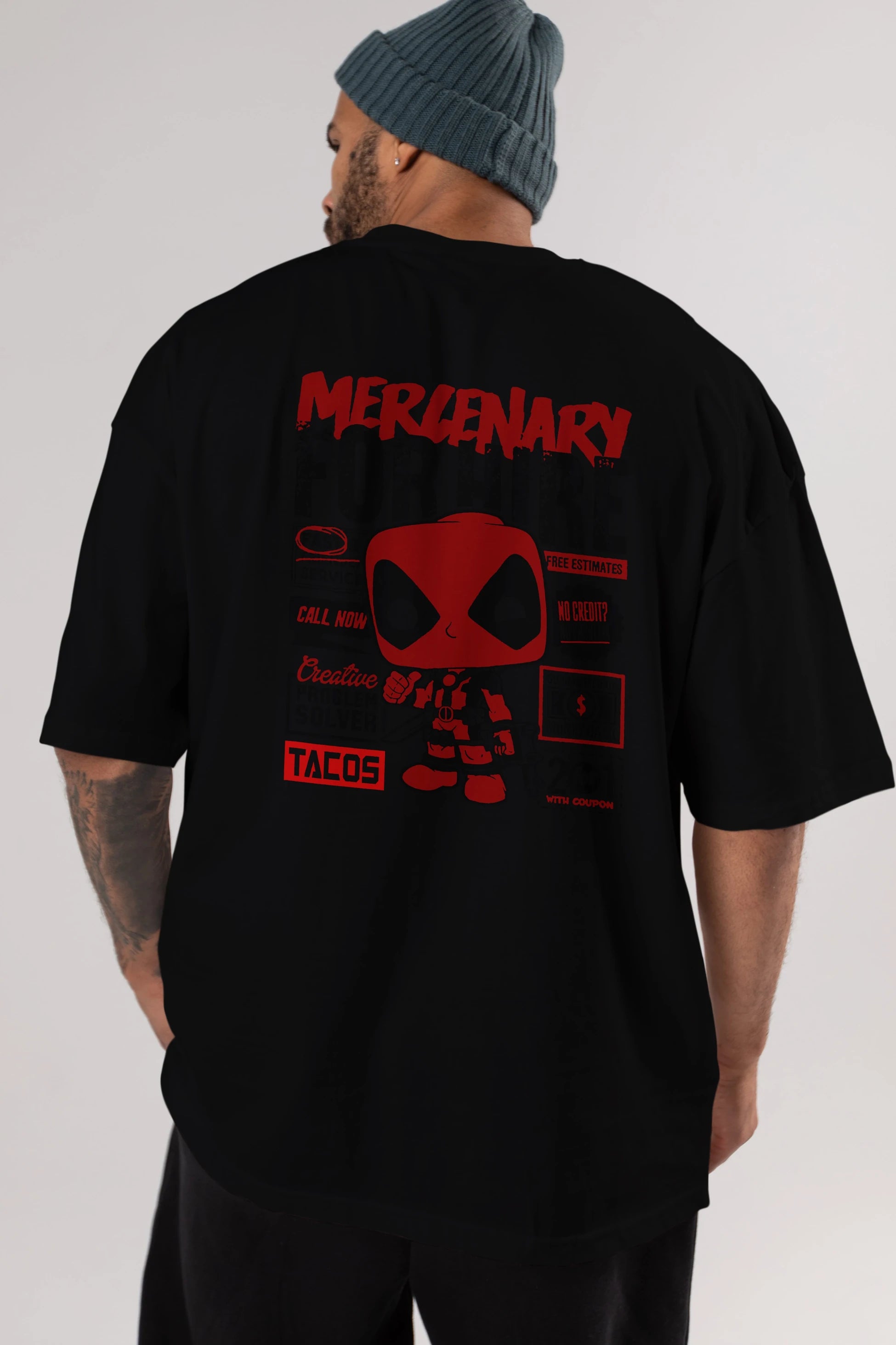 Deadpool (18) Arka Baskılı Oversize t-shirt Erkek Kadın Unisex %100 Pamuk Bisiklet Yaka tişort