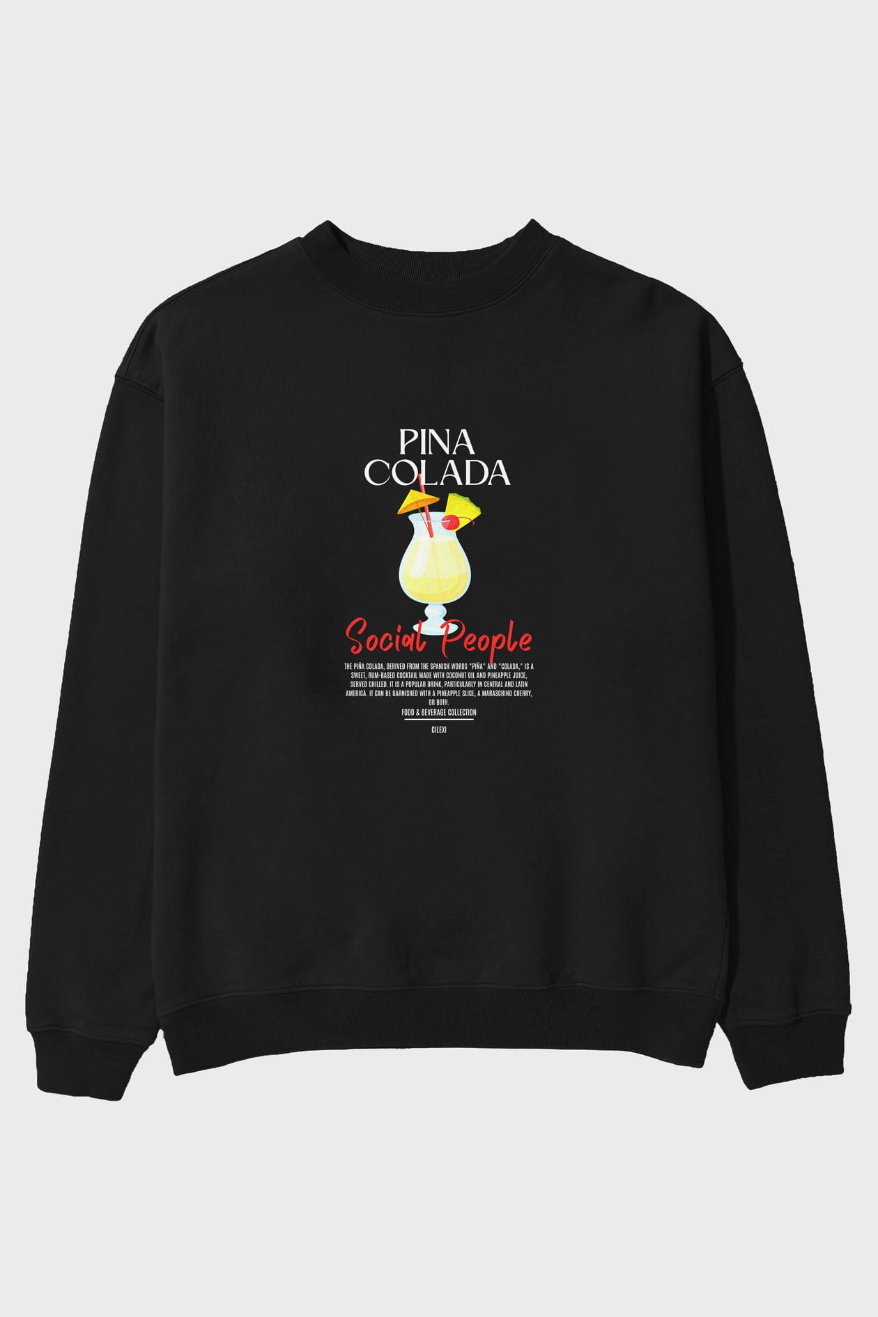 Pina Colada ön Baskılı Oversize Sweatshirt Erkek Kadın Unisex