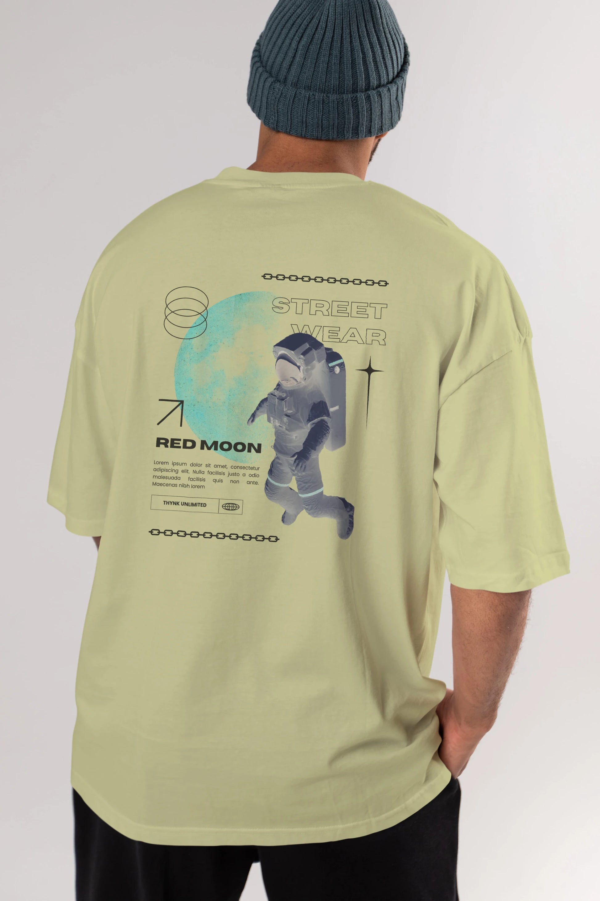Red Moon Streetwear Arka Baskılı Oversize t-shirt Erkek Kadın Unisex