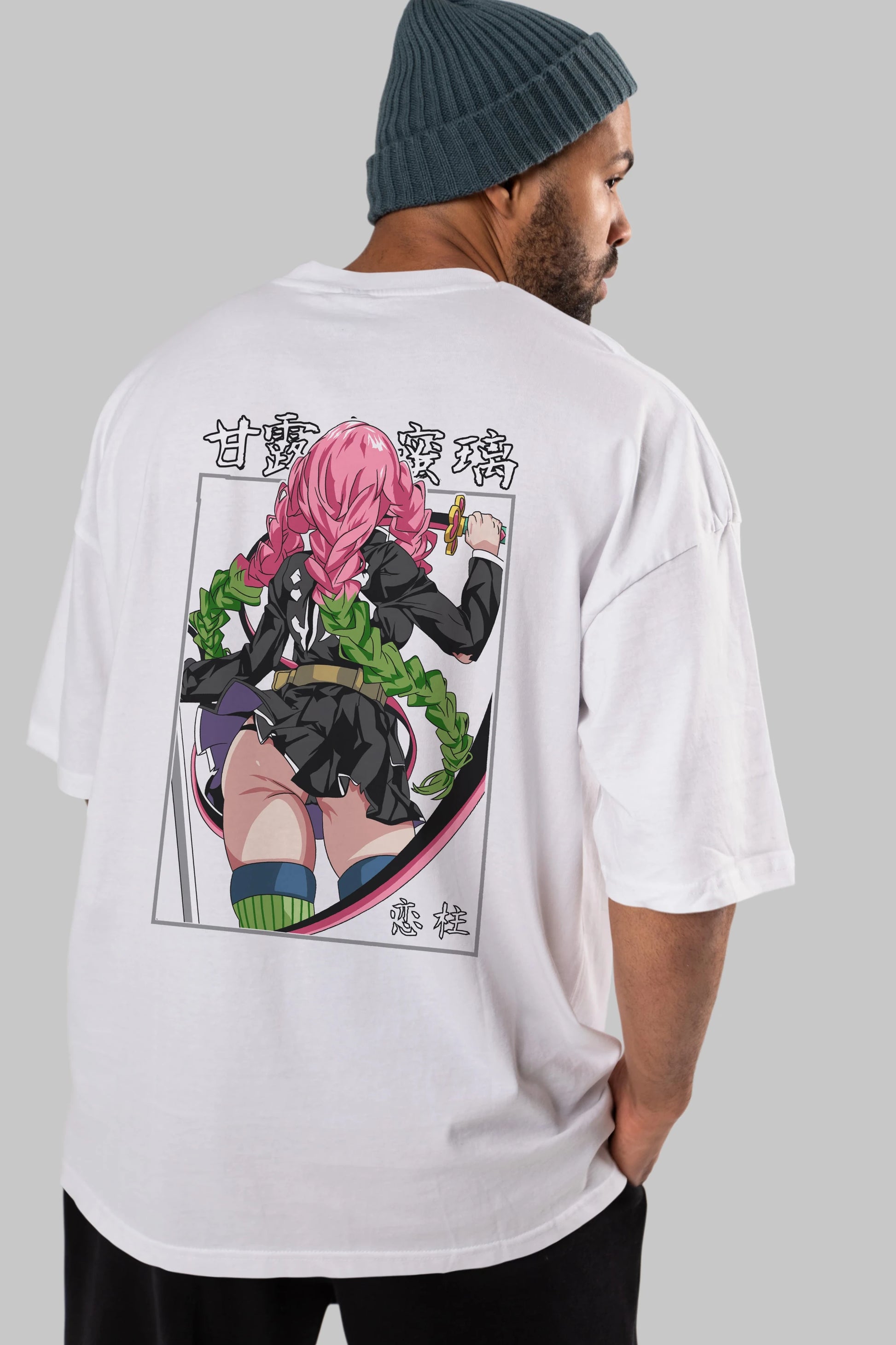 Mitsuri DEMONSLAYER Anime Arka Baskılı Oversize t-shirt Erkek Kadın Unisex