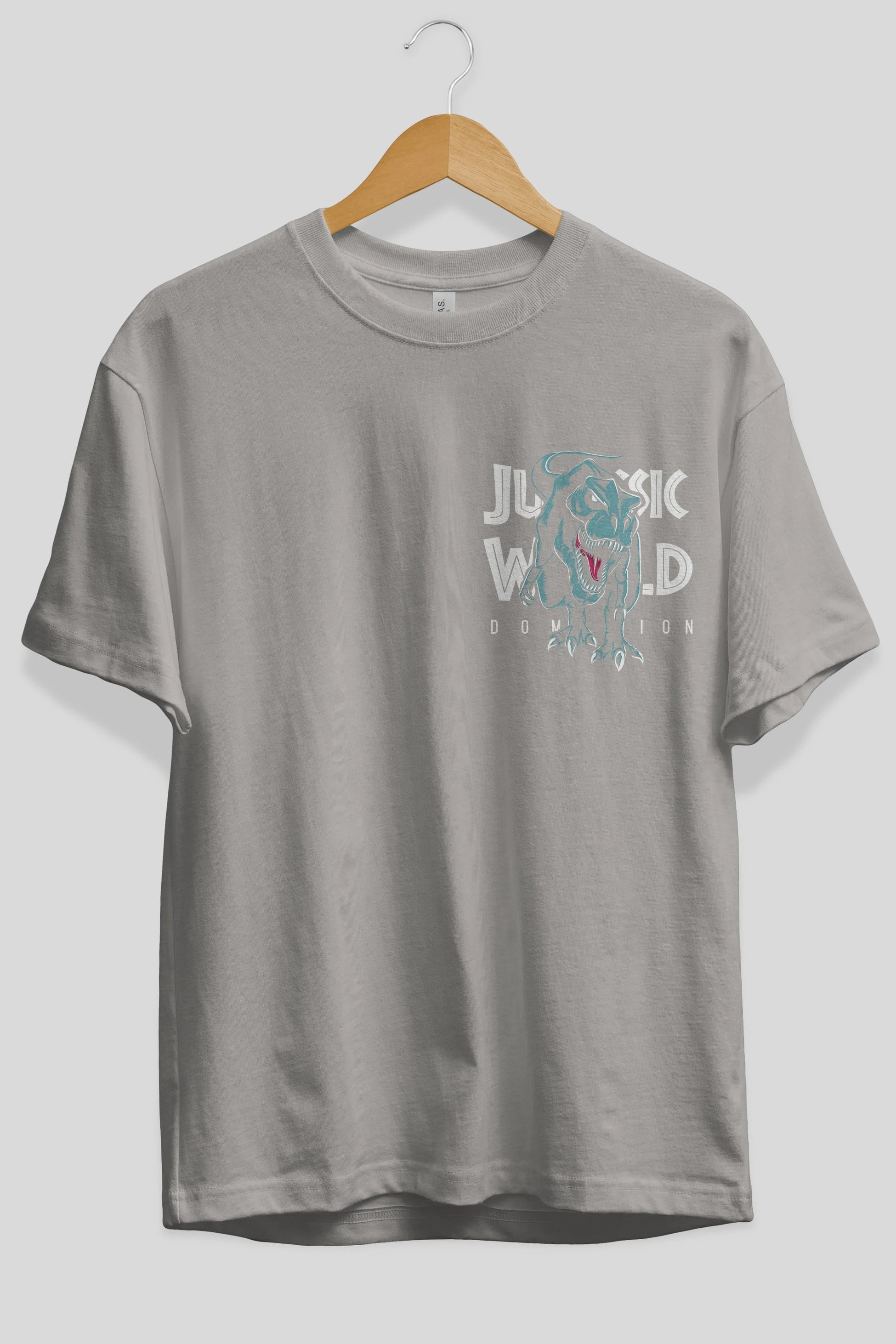 Jurassic Park (1) Ön Sol Baskılı Oversize t-shirt Erkek Kadın Unisex %100 Pamuk Bisiklet Yaka tişort