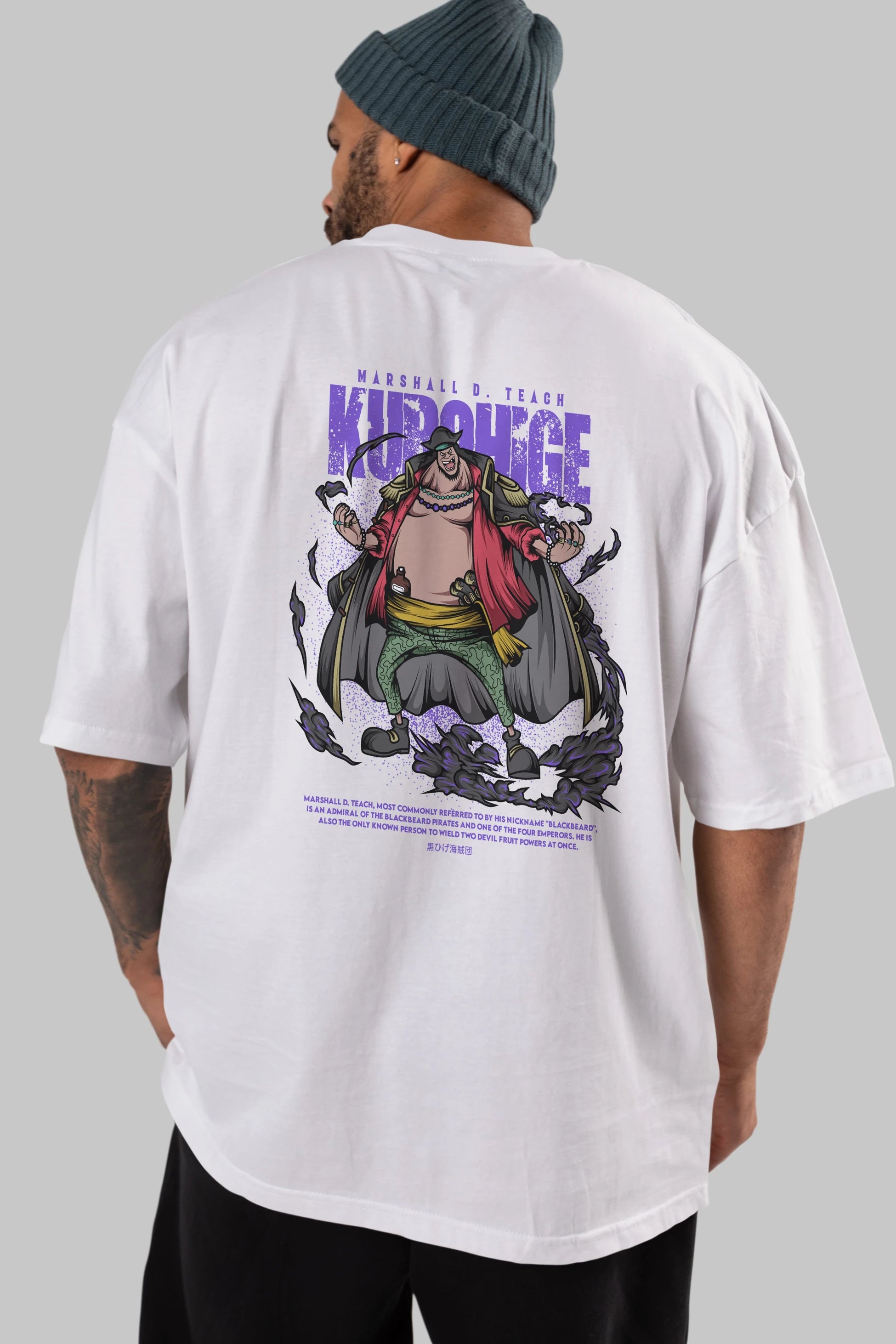 Marshall D. Teach Anime Arka Baskılı Oversize t-shirt Erkek Kadın Unisex