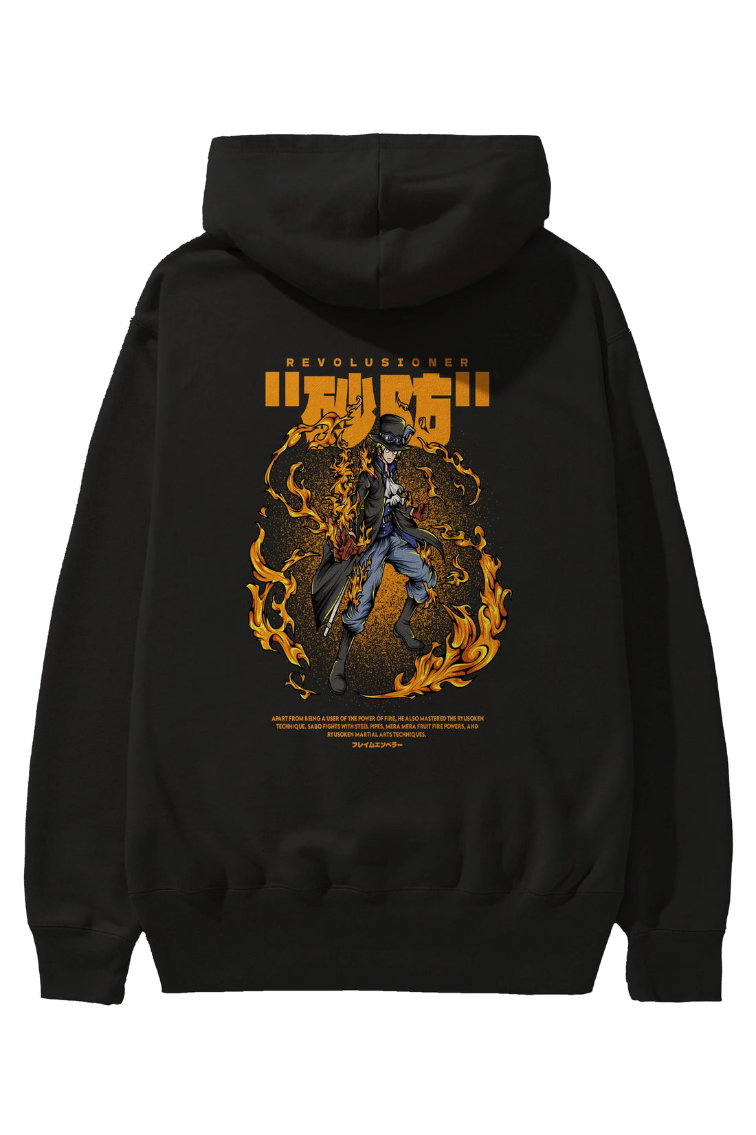 Revolusioner Sabo Anime Arka Baskılı Hoodie Oversize Kapüşonlu Sweatshirt Erkek Kadın Unisex