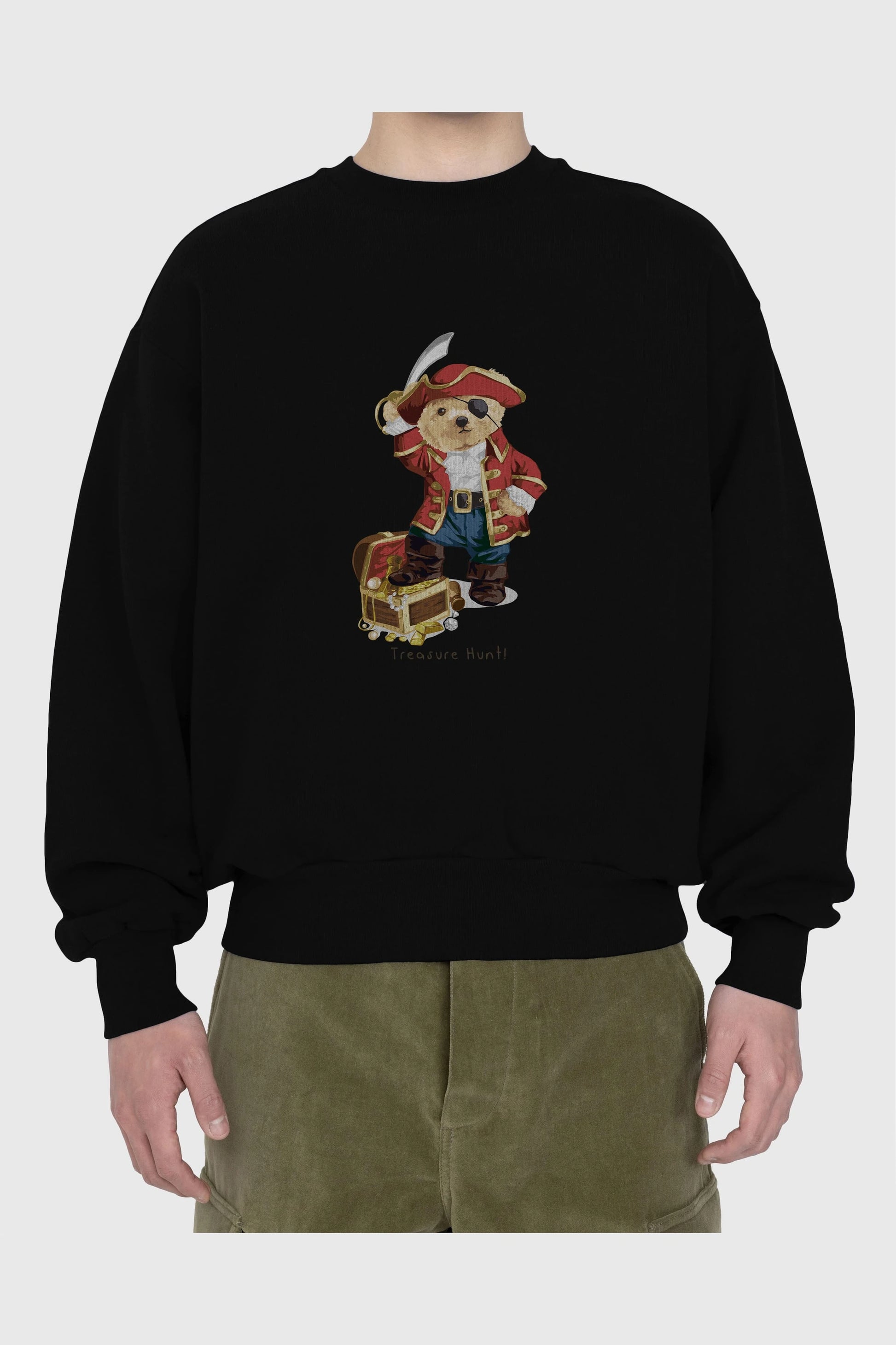 Teddy Bear Treasure Hunt Ön Baskılı Oversize Sweatshirt Erkek Kadın Unisex