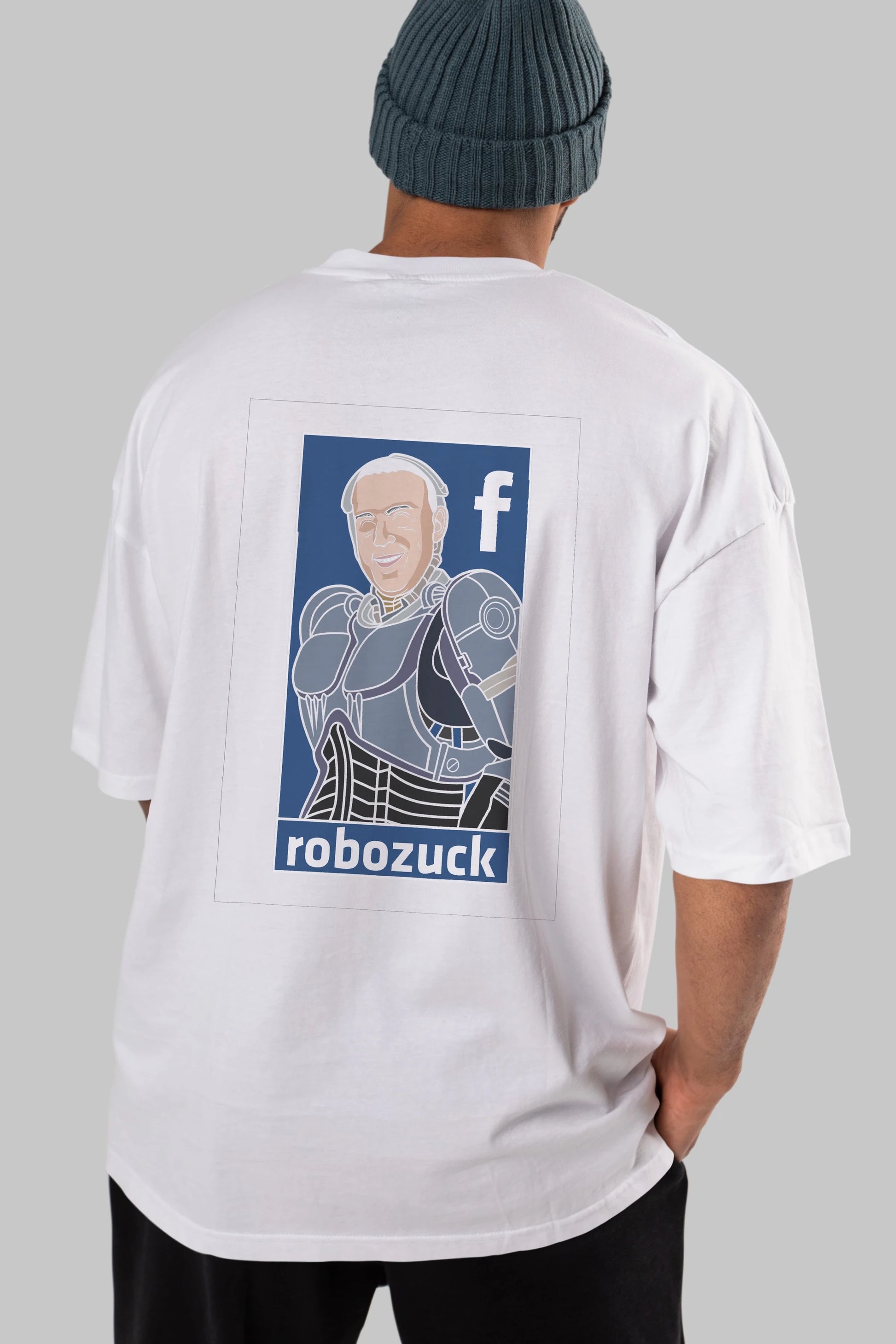Robozuck Arka Baskılı Oversize t-shirt Erkek Kadın Unisex %100 Pamuk tişort