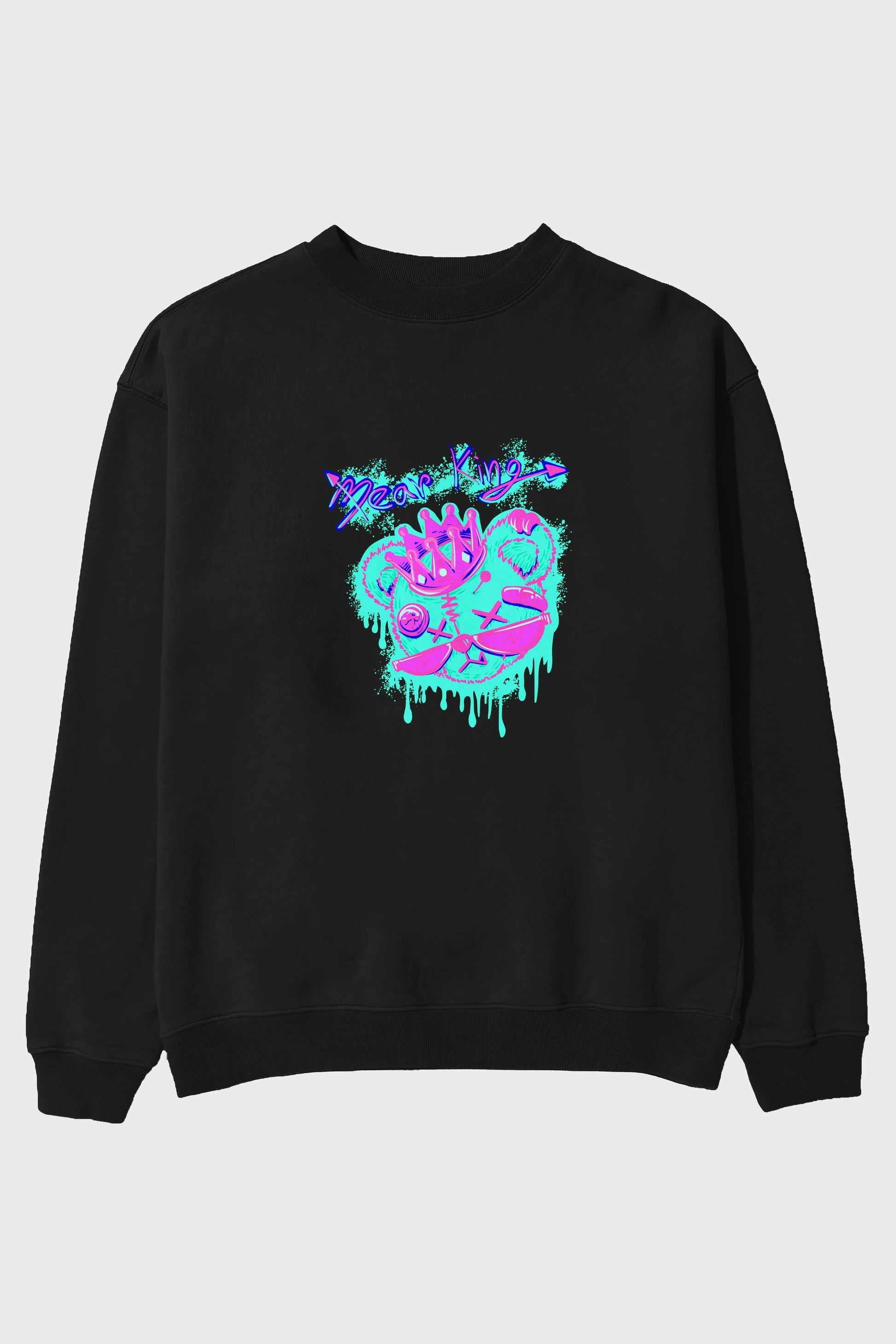 Bear King Ön Baskılı Oversize Sweatshirt Erkek Kadın Unisex
