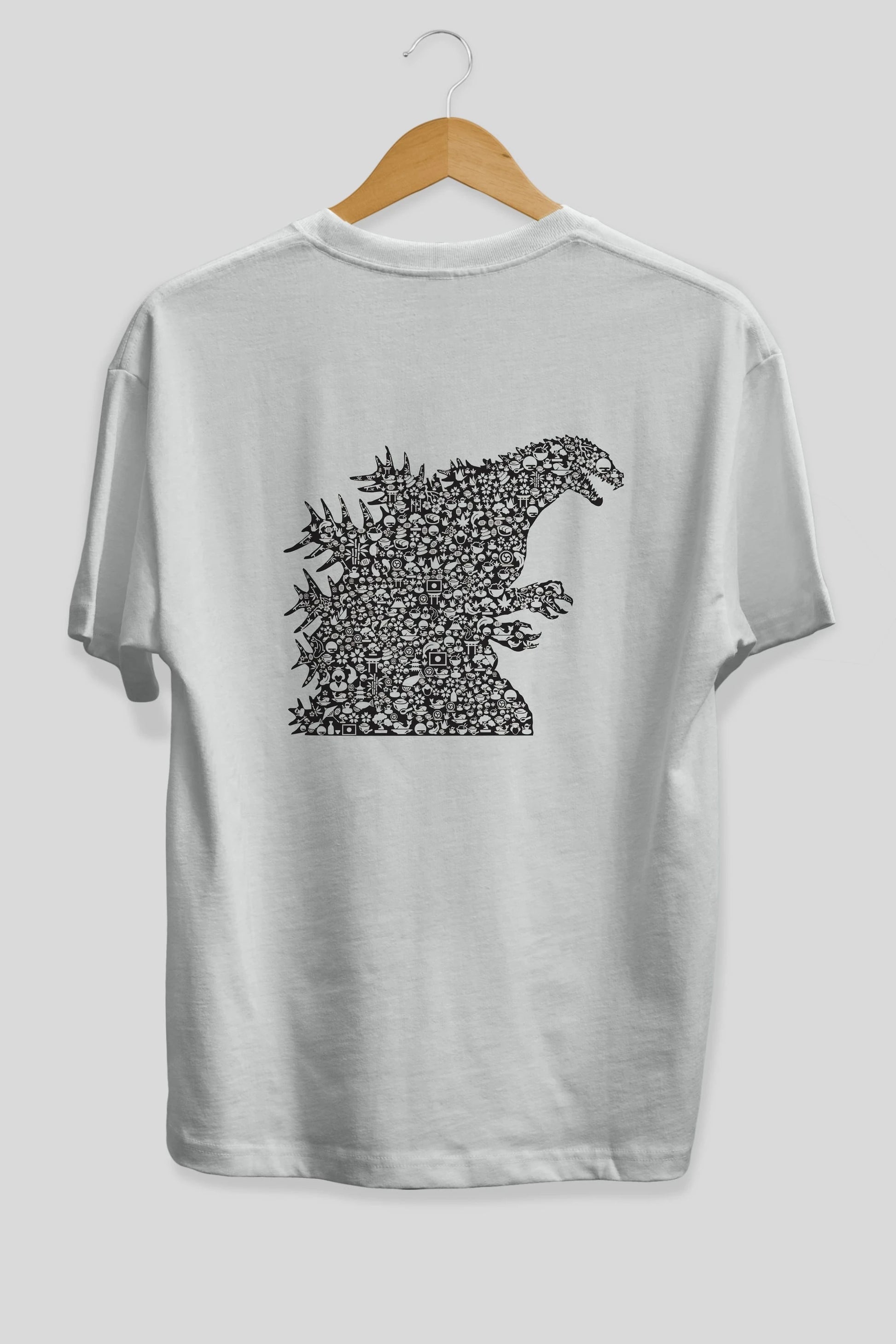 Godzilla Arka Baskılı Oversize t-shirt %100 pamuk Erkek Kadın Unisex