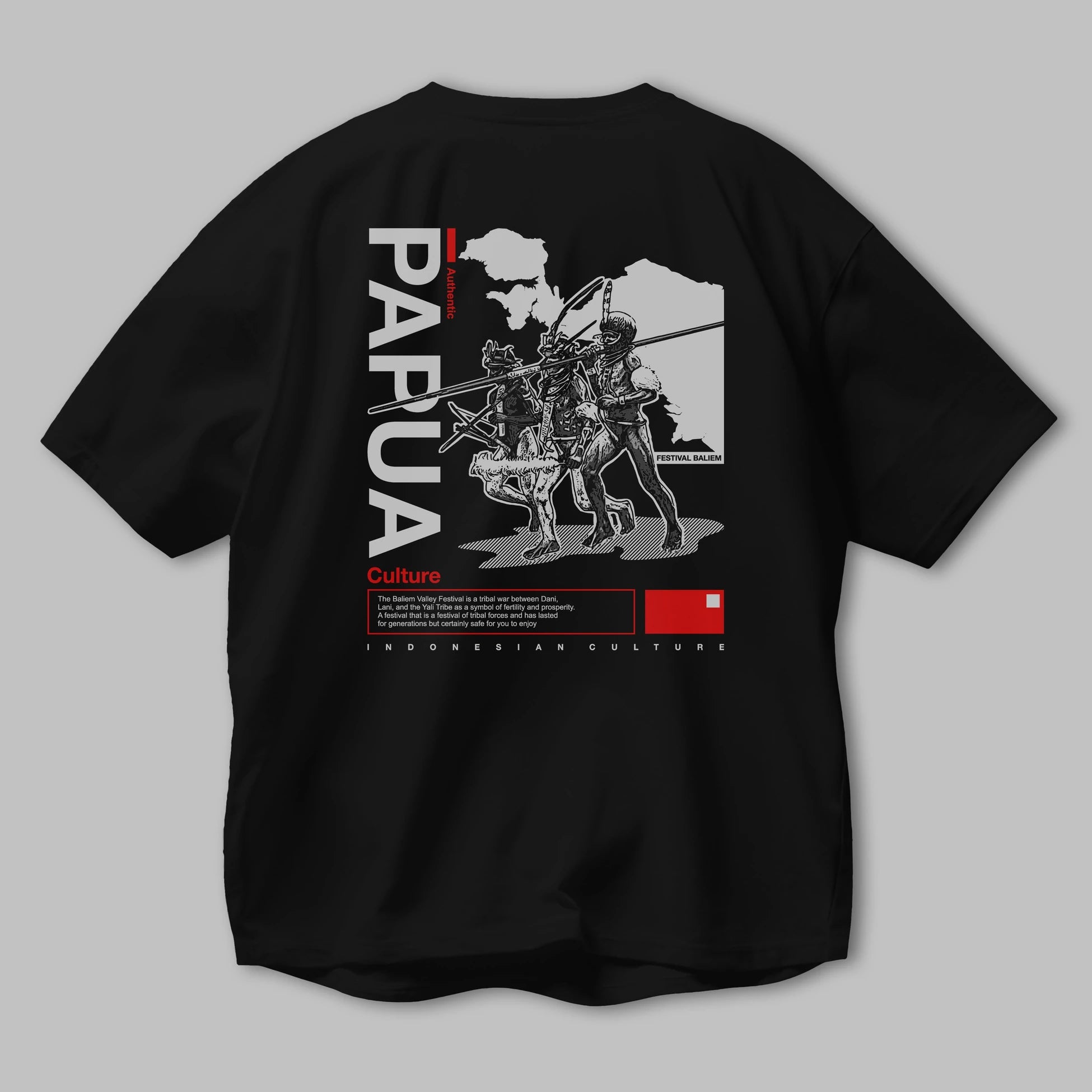 Papua Culture Arka Baskılı Oversize t-shirt Erkek Kadın Unisex